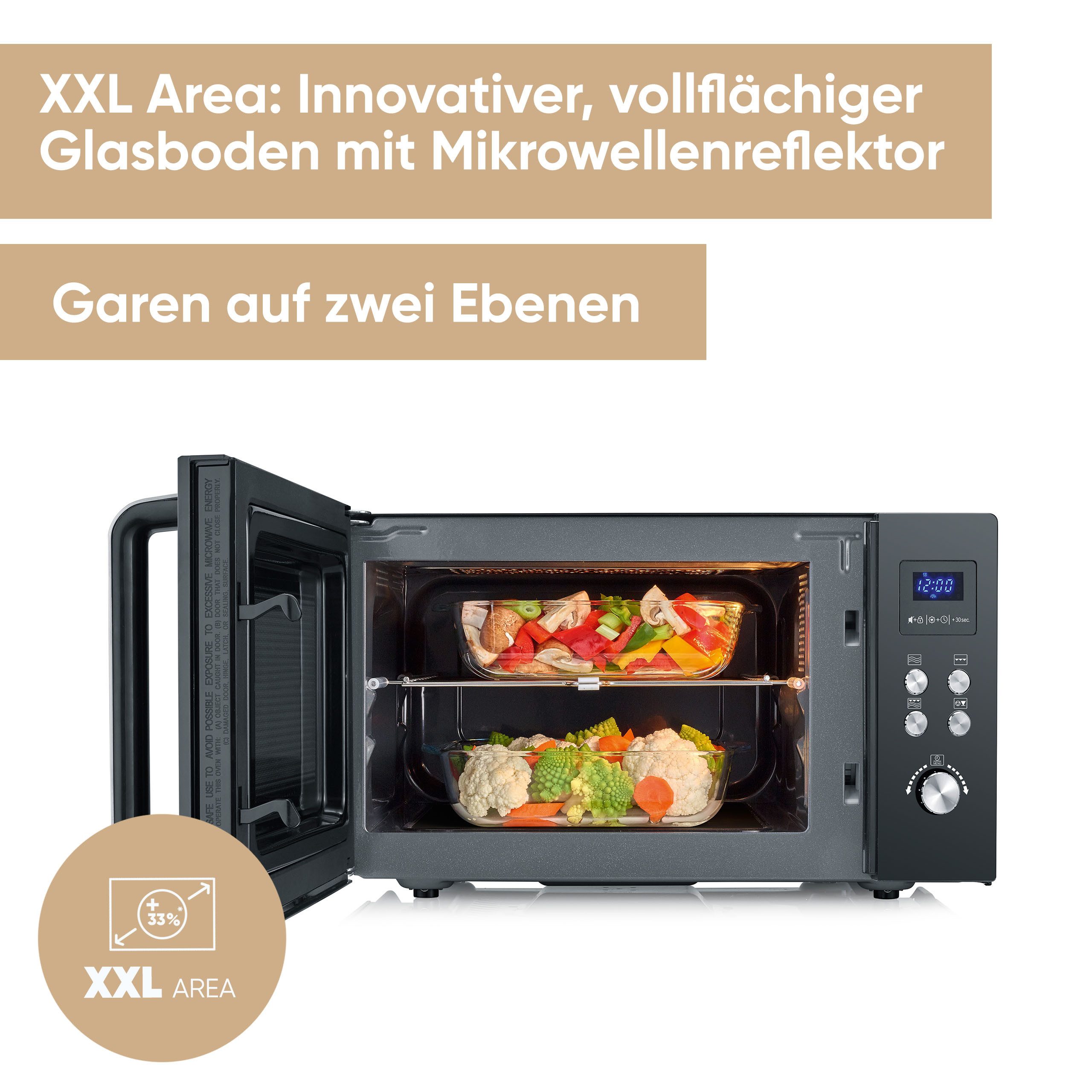 Severin Mikrowelle MW 7763, Grill, Mikrowelle, 25 l, 2-in-1 Mikrowelle mit Glasboden und Grill