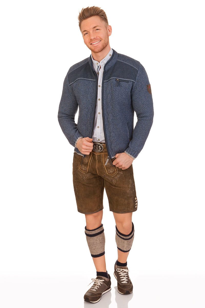 Spieth & Wensky Trachtenstrickjacke Strickjacke Herren - KASIMIR - dunkelgrau, jeansblau