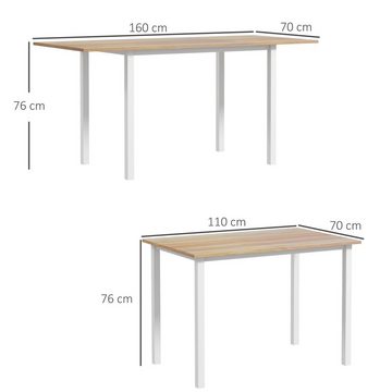 HOMCOM Klapptisch Esszimmertisch für 6 Personen, 160cm x 70cm x 76cm (Küchentisch, 1-St., Esstisch), für Esszimmer, Küche, Braun