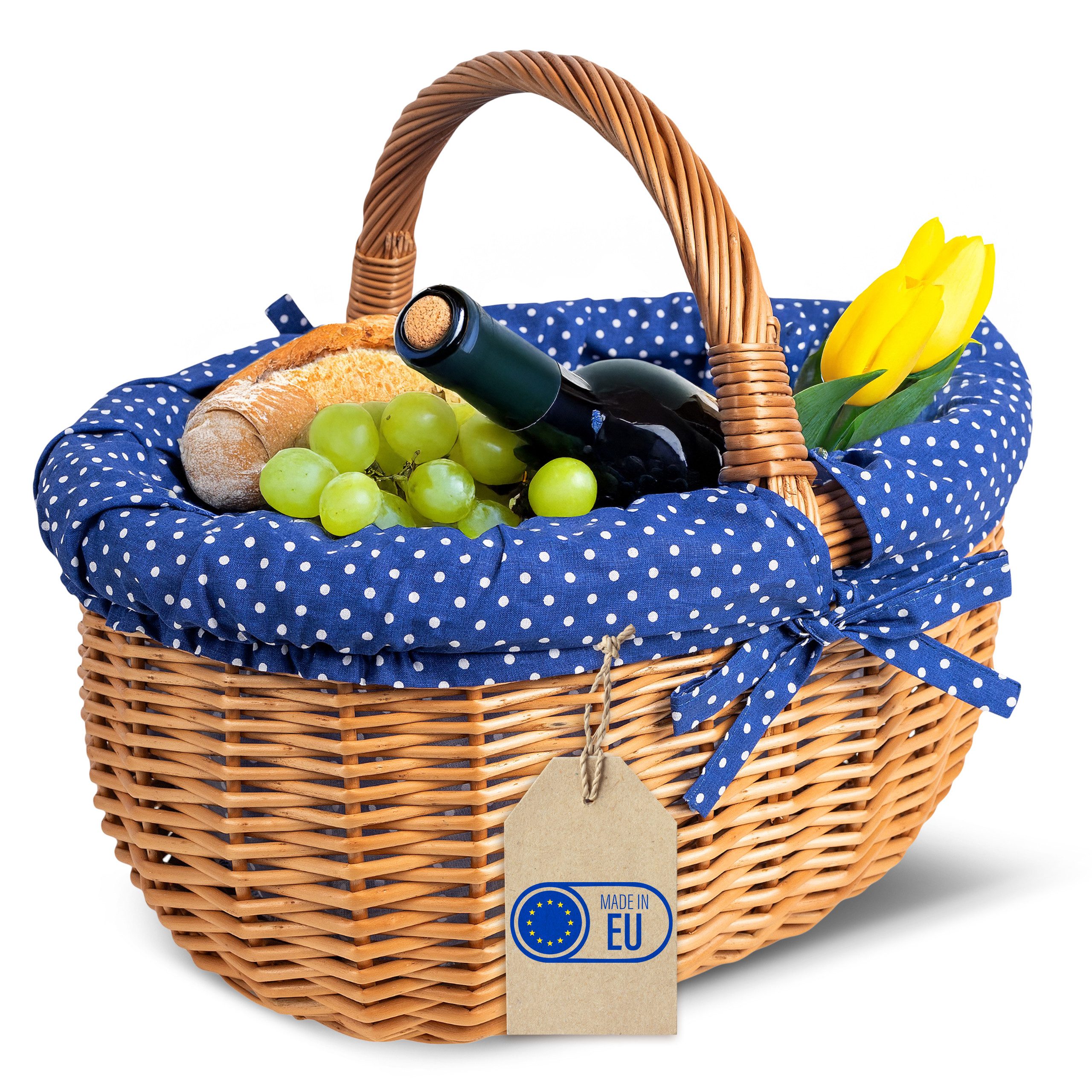 Creative Home Weidenkorb Picknickkorb Stoffeinlage Weidenkorb mit Henkel