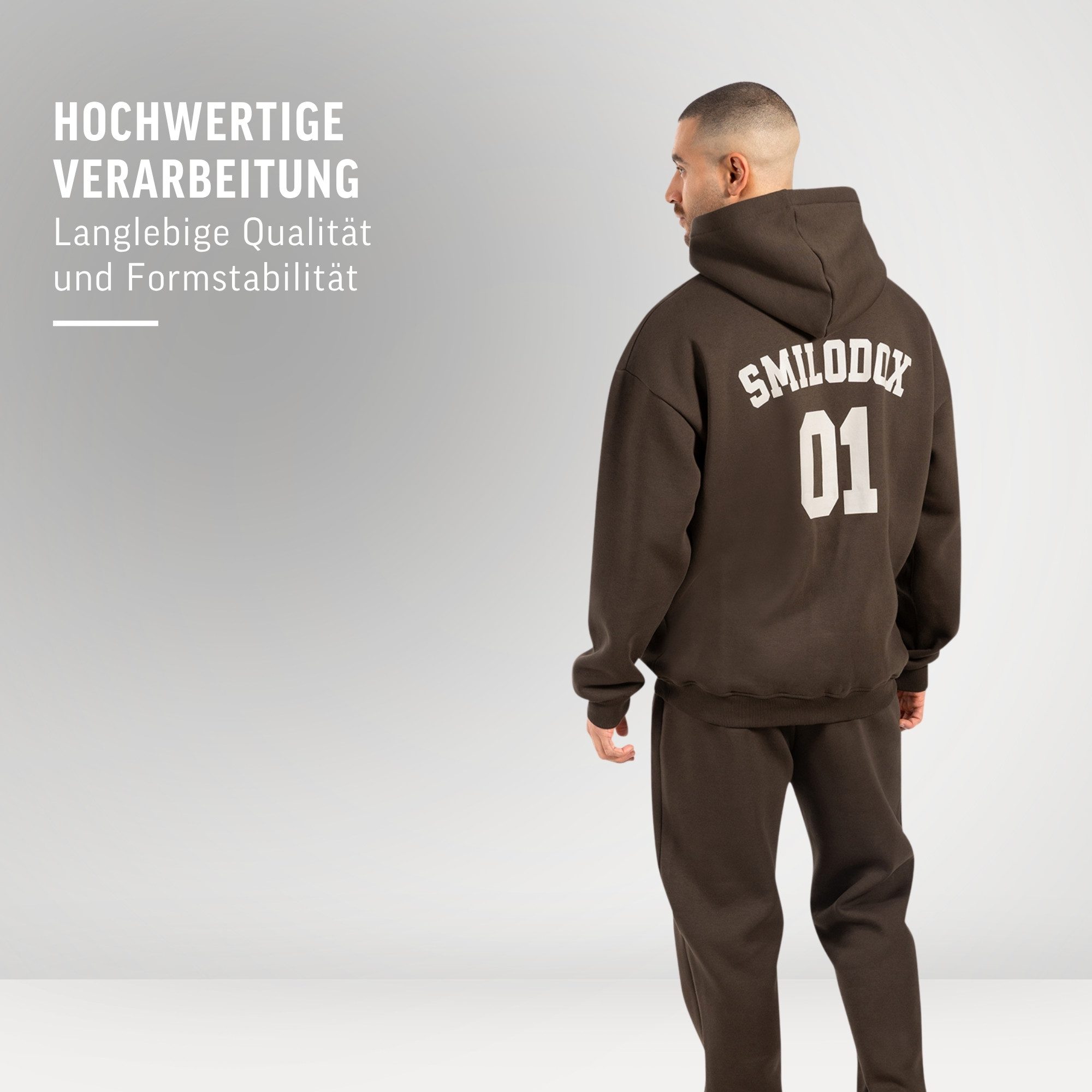 Smilodox Hoodie Rayk, Kapuzenpullover mit Logo und Backprint, Kängurutasche Pulli Bündchen weicher Stoff sportlicher Sweater Alltag Streetstyle