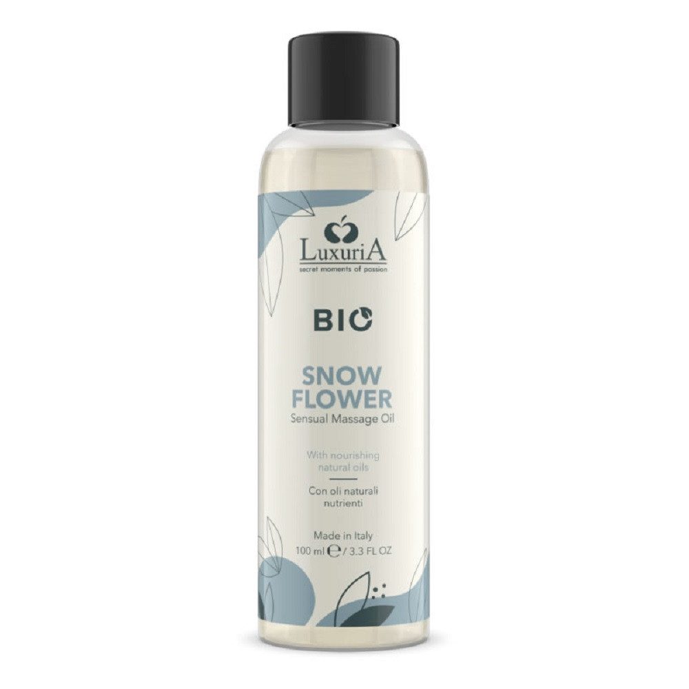 LUXURIA Gleit- & Massageöl BIO Snow Flower, Flasche mit 100ml, 1-tlg., natürliches, pflegendes Massageöl mit Winterduft