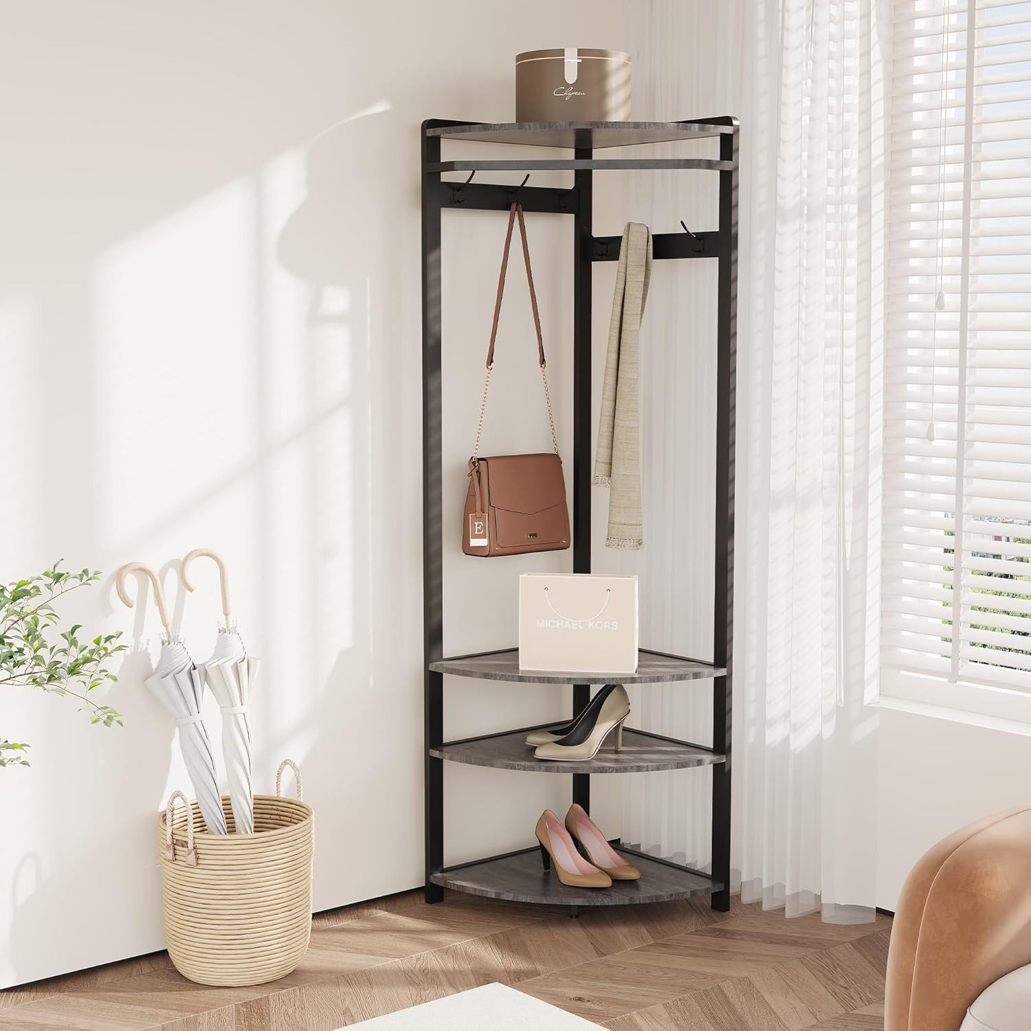 GarveeMore Garderobenständer Garderobenständer, Metall-Eckgarderobe Flurbau günstig online kaufen