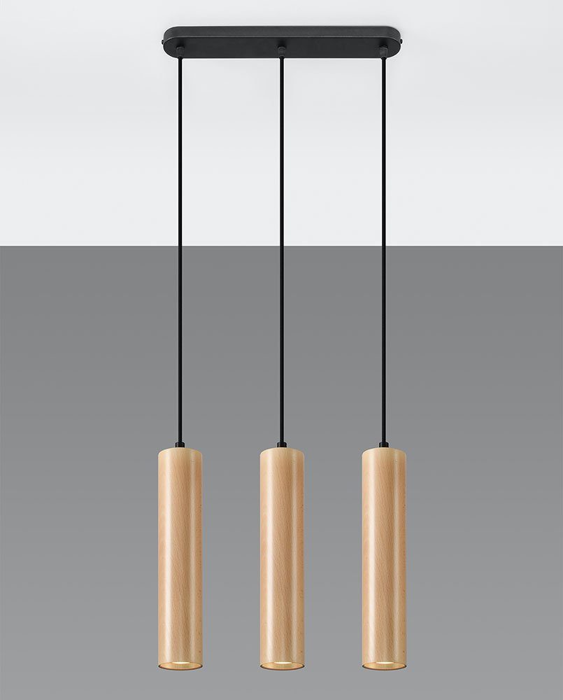 Holz inklusive, Pendelleuchte, etc-shop Leuchtmittel Zylinder Pendelleuchte Warmweiß, Stahl Hängeleuchte LED schwarz natur