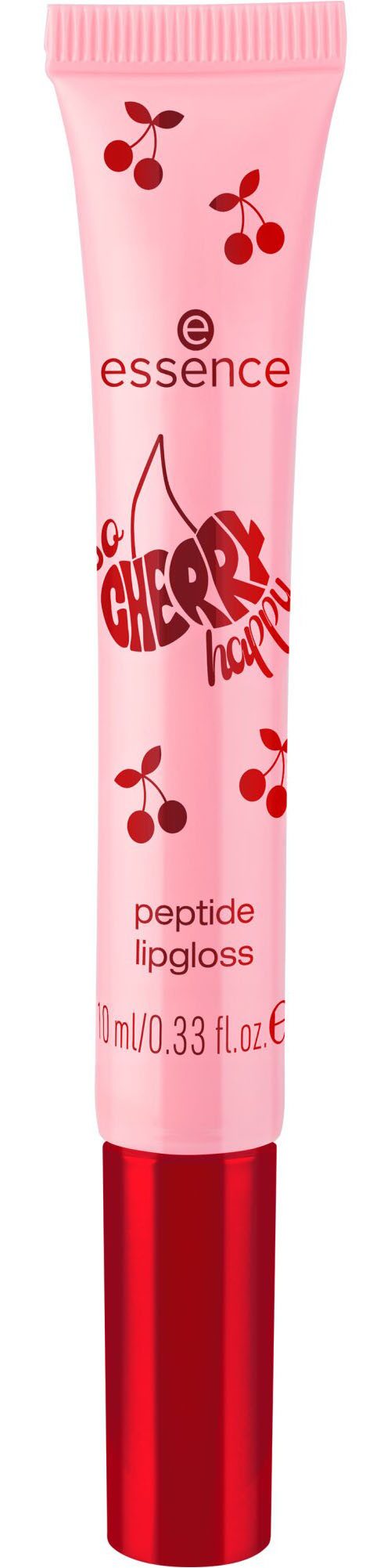 Essence Lipgloss SO CHERRY happy peptide lipgloss, 3-tlg., Pflegende Formel, ultraglänzendes Finish, abgeschrägter Aplikator.