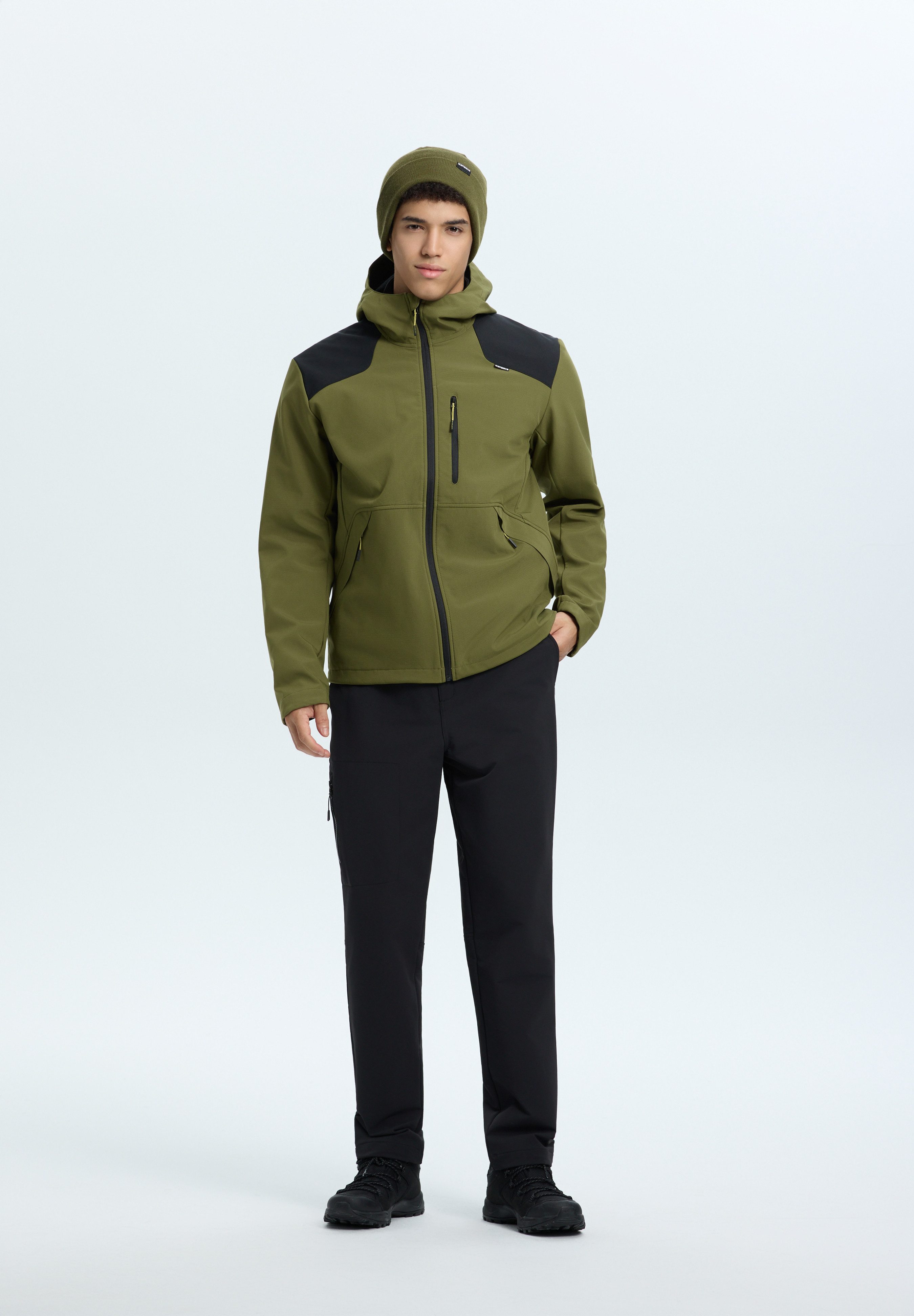 Icepeak Softshelljacke ICEPEAK BUXTON wasserabweisend, mit fester, zweifach verstellbarer Kapuze
