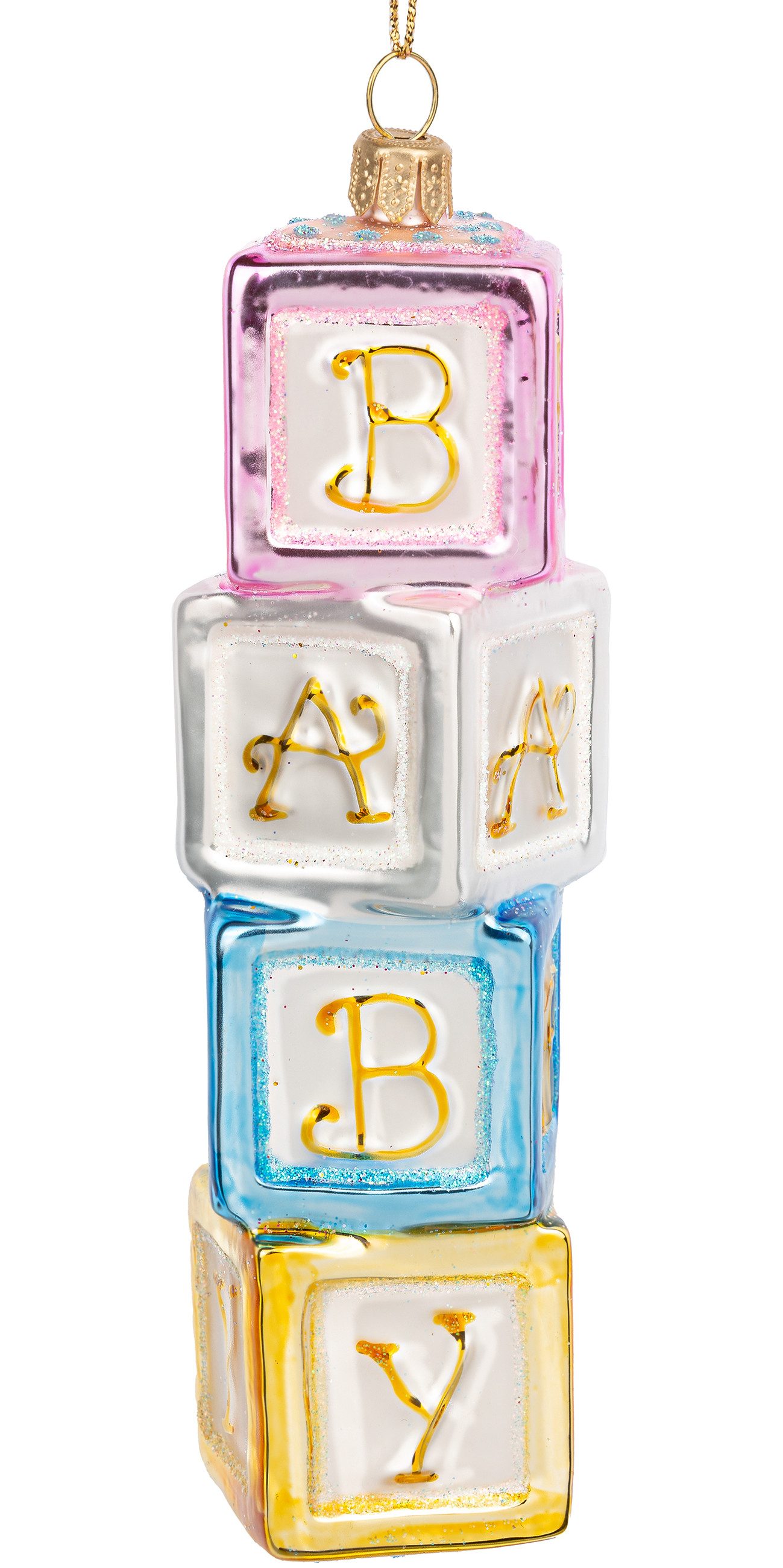 Christbaumschmuck BS800 Baby Block Glas Figur Weihnachtsbaum Anhänger