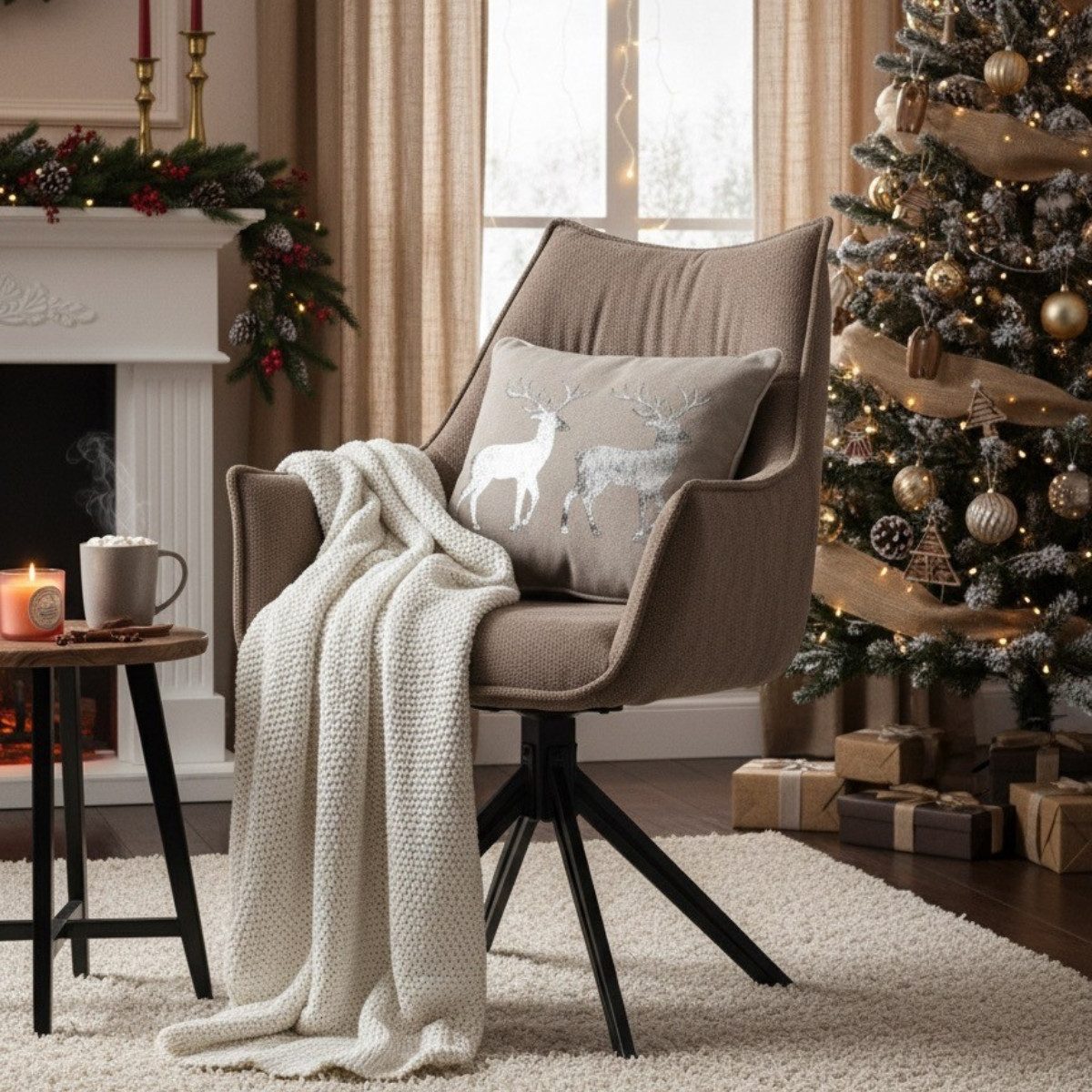 MR.DEKO Esszimmerstuhl Ginosa, drehbarer Stuhl mit Polsterung und Armlehnen günstig online kaufen