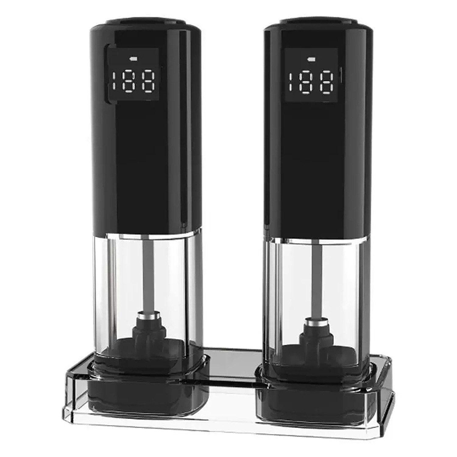 OYLCDI Salz-/Pfeffermühle Elektrische Salz- und Pfeffermühle 2er Set mit USB-C-Ladestation Wiederaufladbarkeit, Einhandbedienung durch Schwerkraft,Salzmühle, Adjustable Gewürzmühle