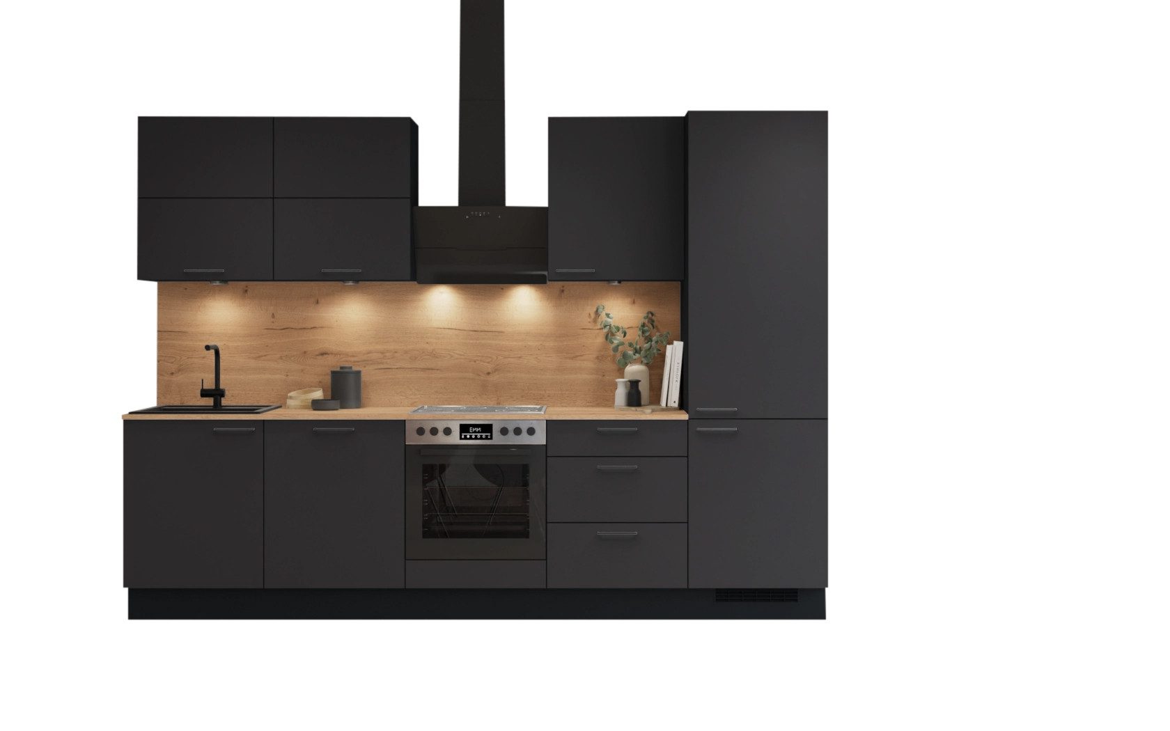 nobilia® Küchenzeile Frukt, individuell anpassbar, gratis Küchenplanung mit Profis, (Breite 300 cm), vormontiert, wahlw. mit E-Geräten, inkl. Lieferung