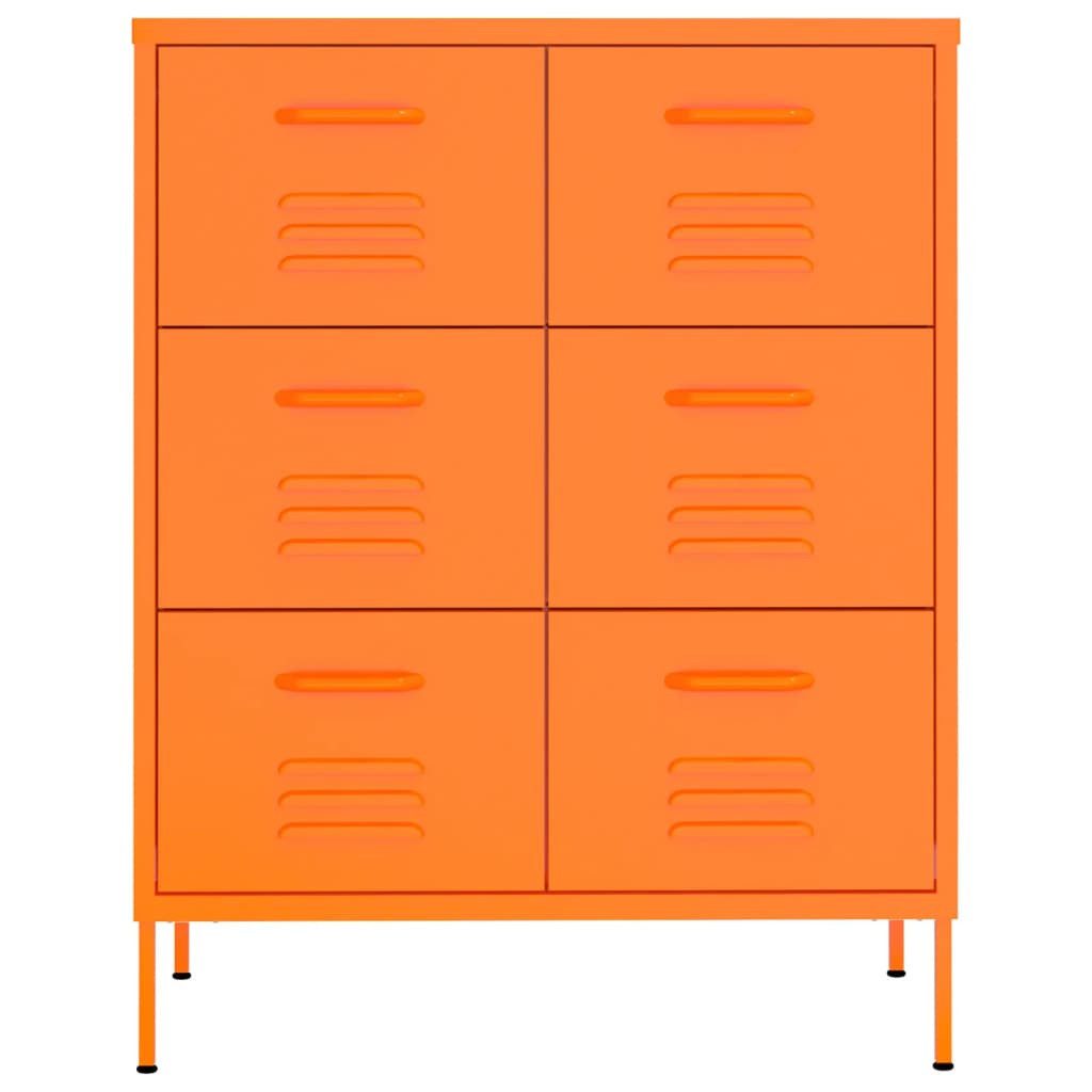 furnicato Kommode Schubladenschrank Stahl 80x35x101,5 cm Orange mit 6 Schubladen (1 St)