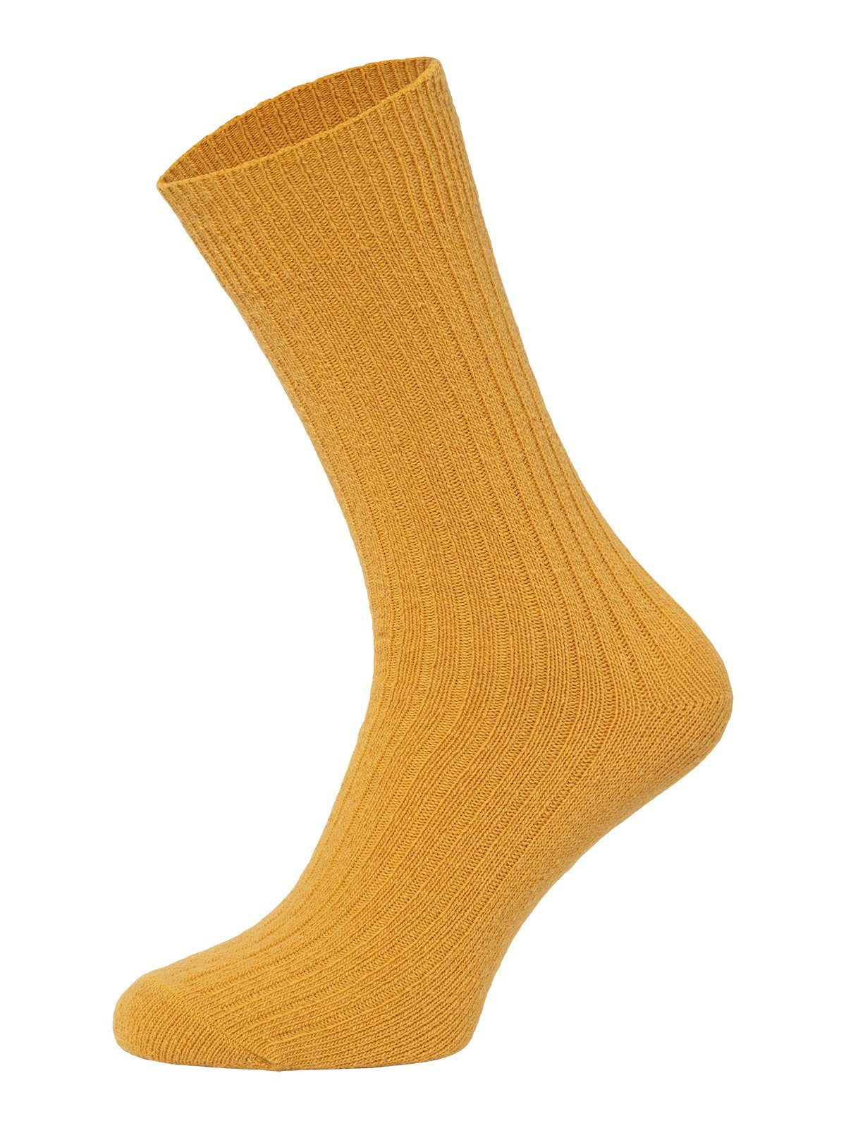 HomeOfSocks Socken Dünne Bunte Wollsocken mit 72% Wollanteil Hochwertige Uni Wollsocken Dünn Bunt Druckarm Senf