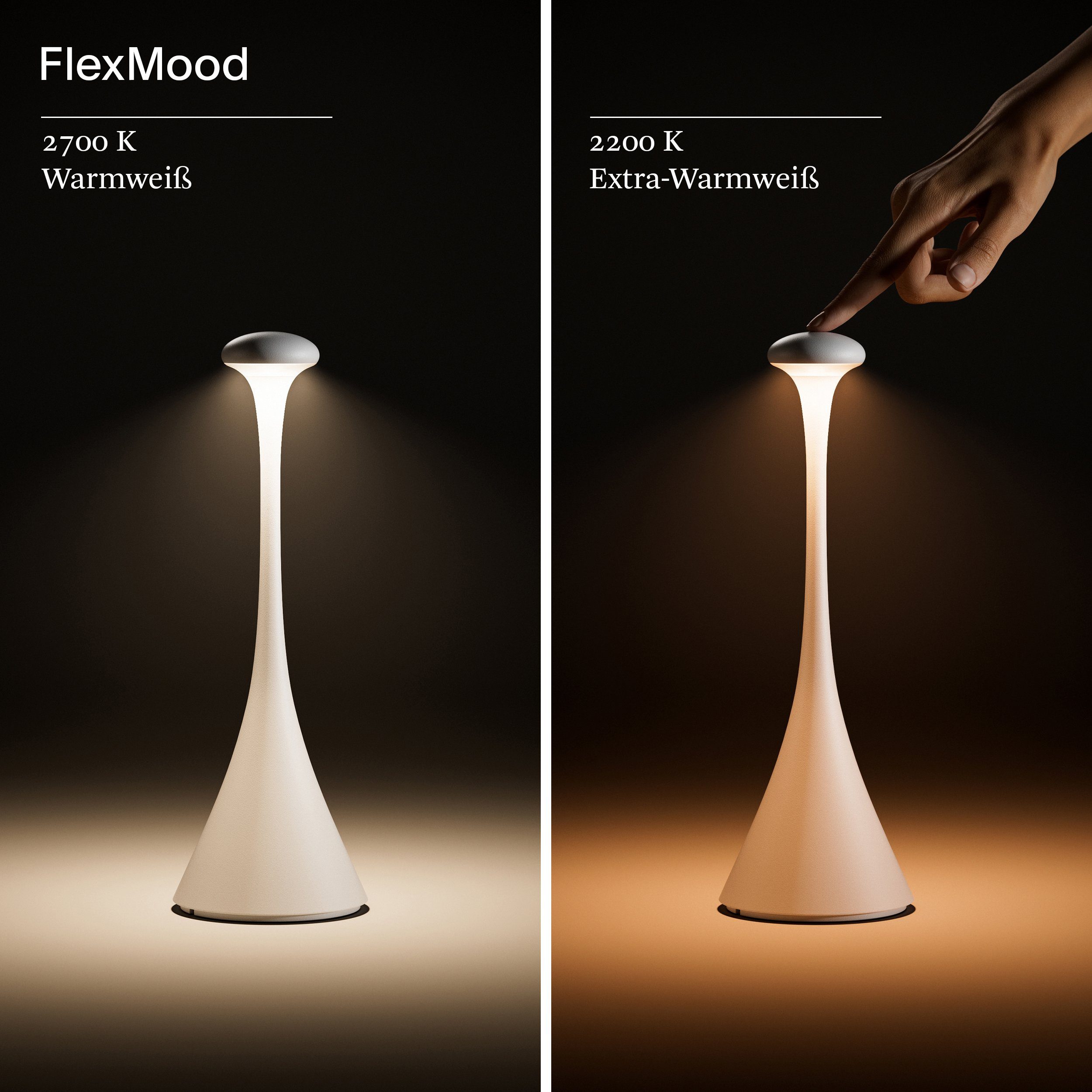 SIGOR LED Tischleuchte Akku-Tischleuchte NUDROP nachtschwarz, Dimmbar, LED fest integriert, Warmweiß