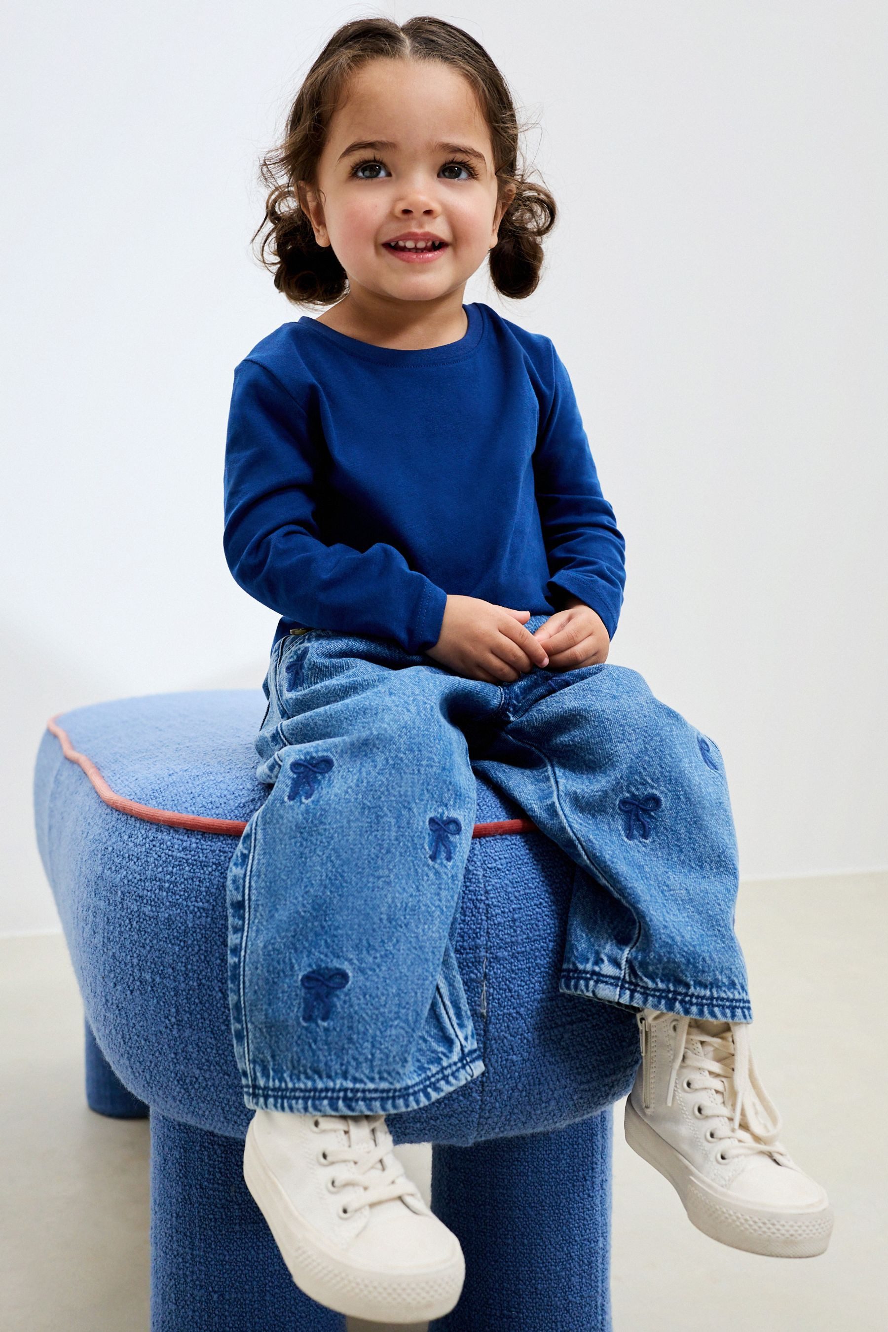 Next stretch waist jeans with bow embroidery (1-piece)