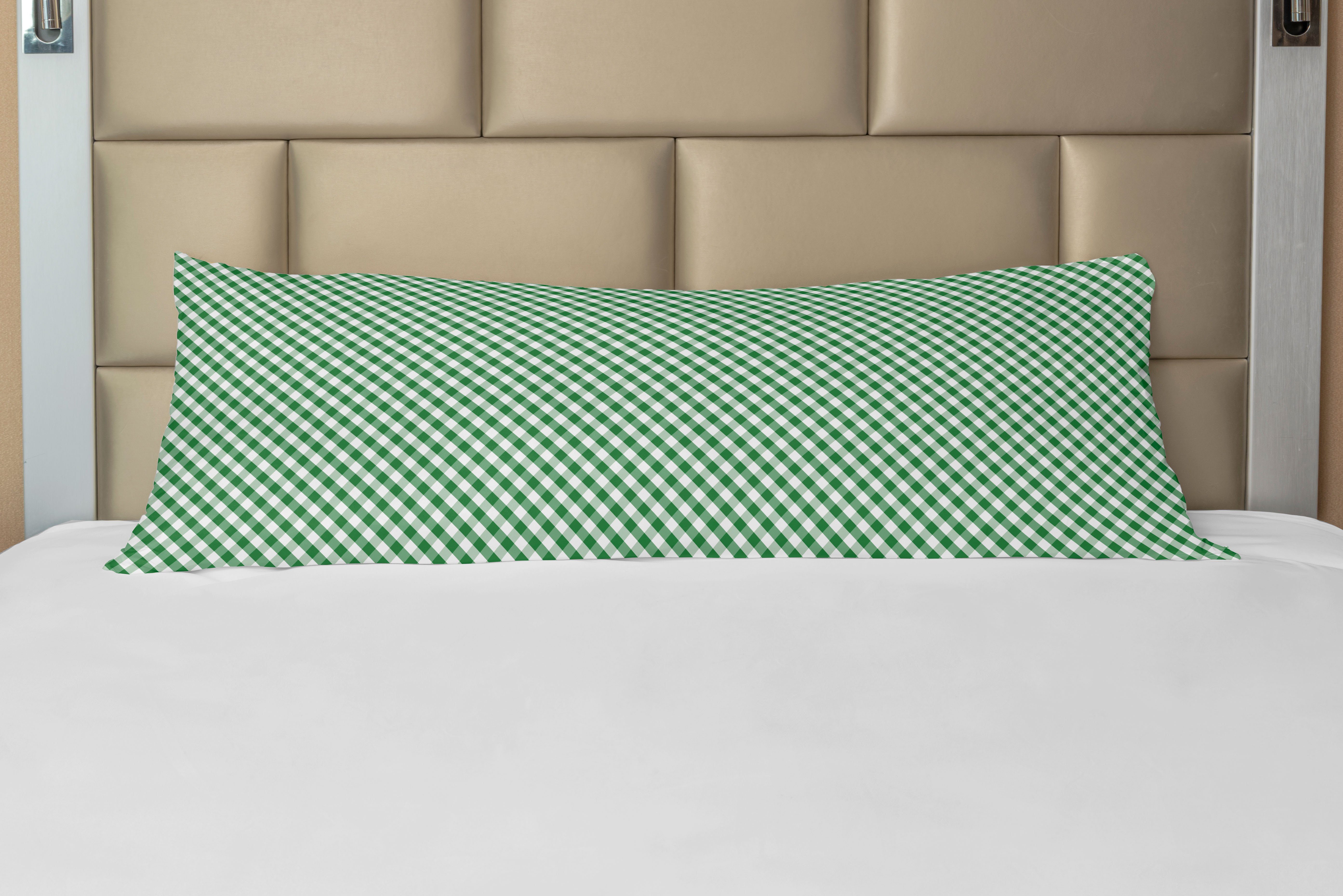 Abakuhaus, Green karierte Abstract Deko-Akzent Seitenschläferkissenbezug Kissenbezug, Langer Muster