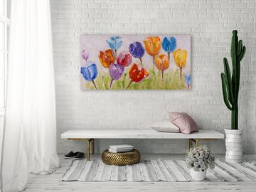 KUNSTLOFT Gemälde Flowers of Joy 120x60 cm, Leinwandbild 100% HANDGEMALT Wandbild Wohnzimmer