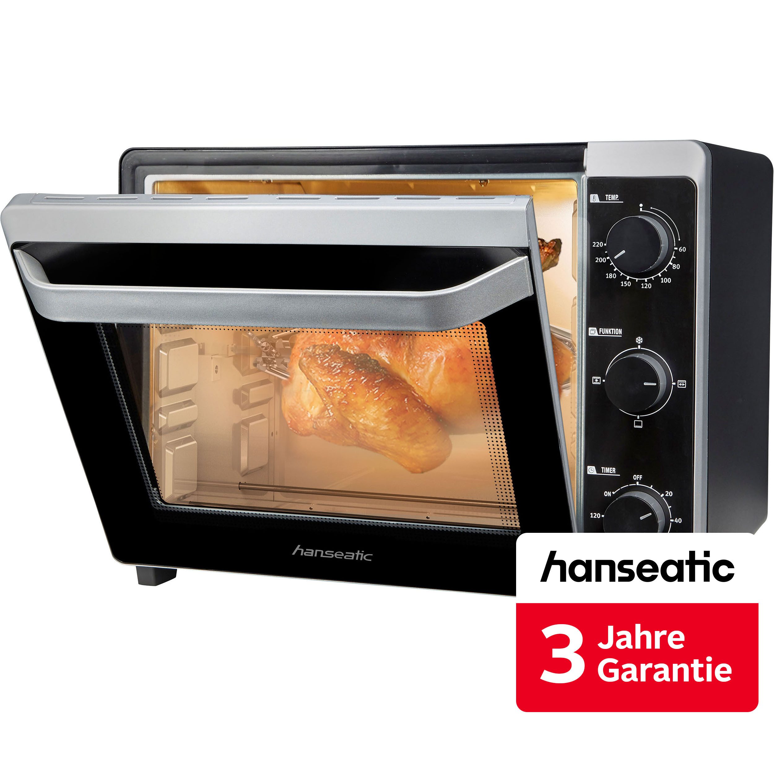 Hanseatic Minibackofen 17194935, 30 L Volumen, 1600 W, inkl. 3 Jahre Herstellergarantie