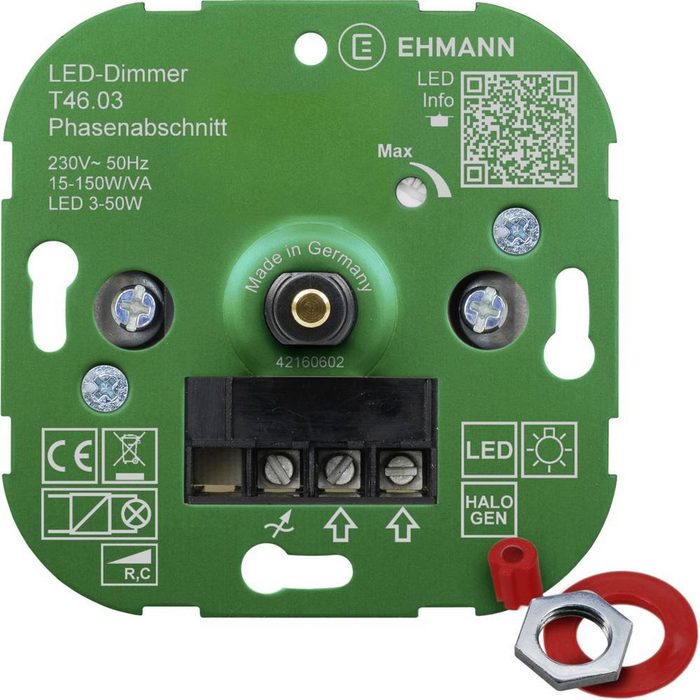 Ehmann Drehdimmer Ehmann 4600x0300 Unterputz Dimmer Geeignet für Leuchtmittel: LED-Lampe