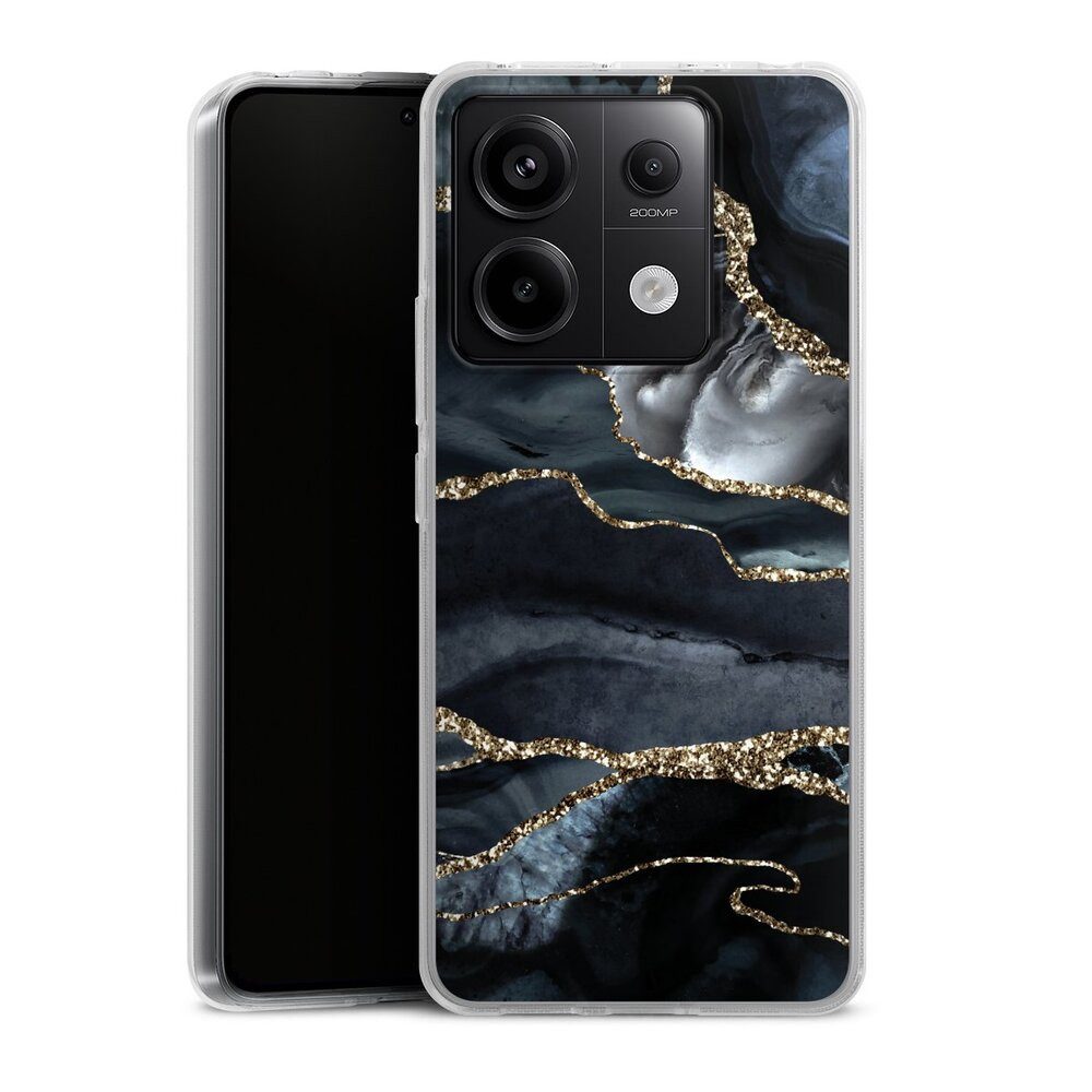 DeinDesign Handyhülle Glitzer Look Marmor Trends Dark marble gold Glitter look, Xiaomi Redmi Note 13 Pro 5G Silikon Hülle Bumper Case Smartphone Cover