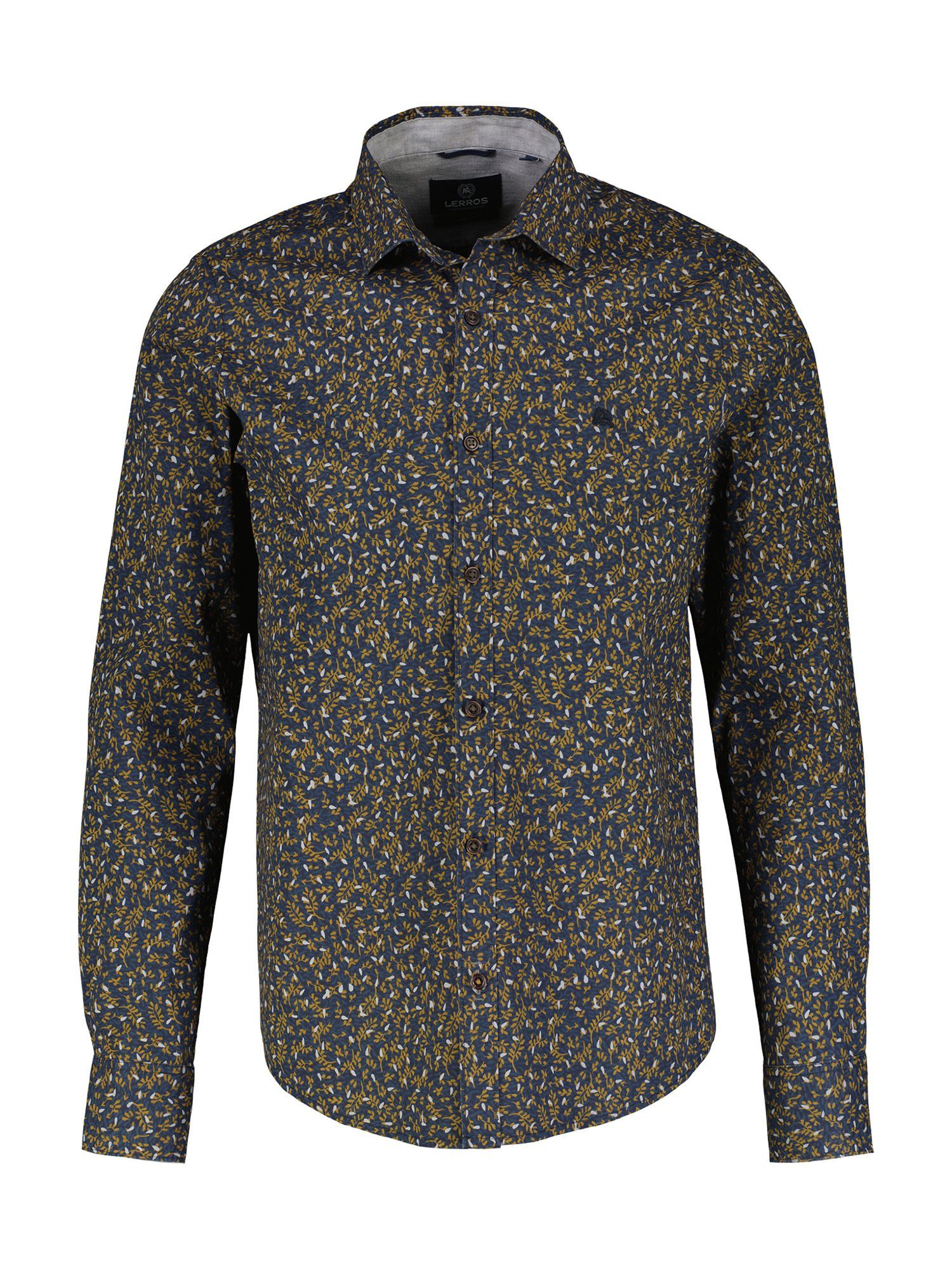 Langarmhemd Poplin-Stretchhemd mit AOP