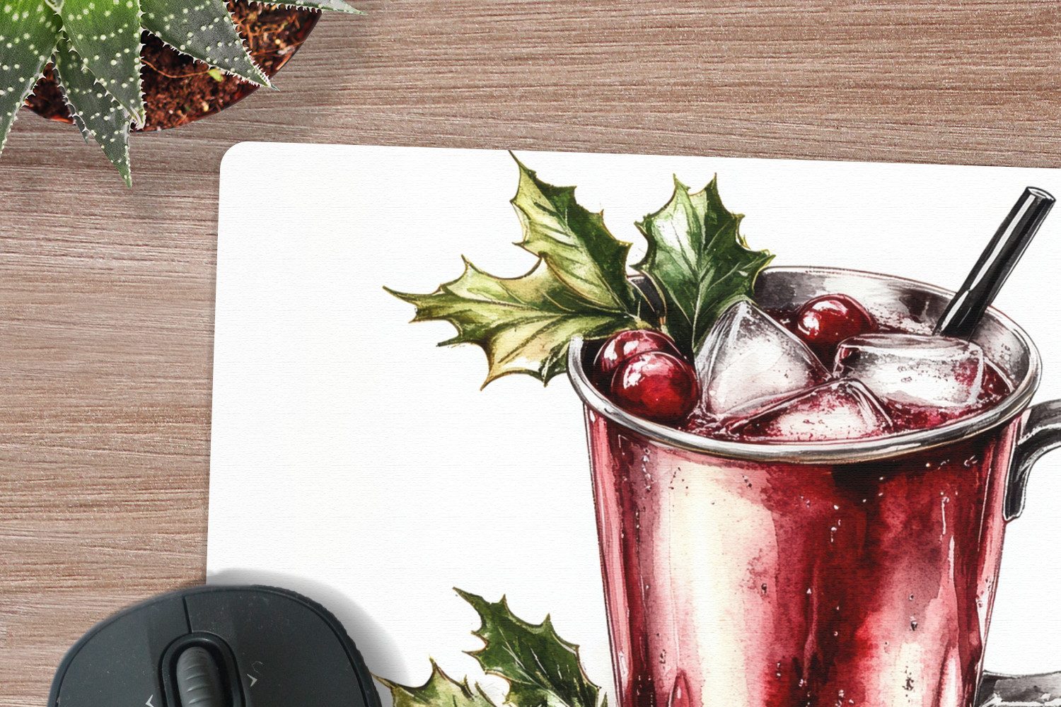 MuchoWow Mauspad Getränk - Winter - Cocktail - Rot (1-St), Büro für Tastatur und Maus, Mousepad Gaming, 40x30 cm