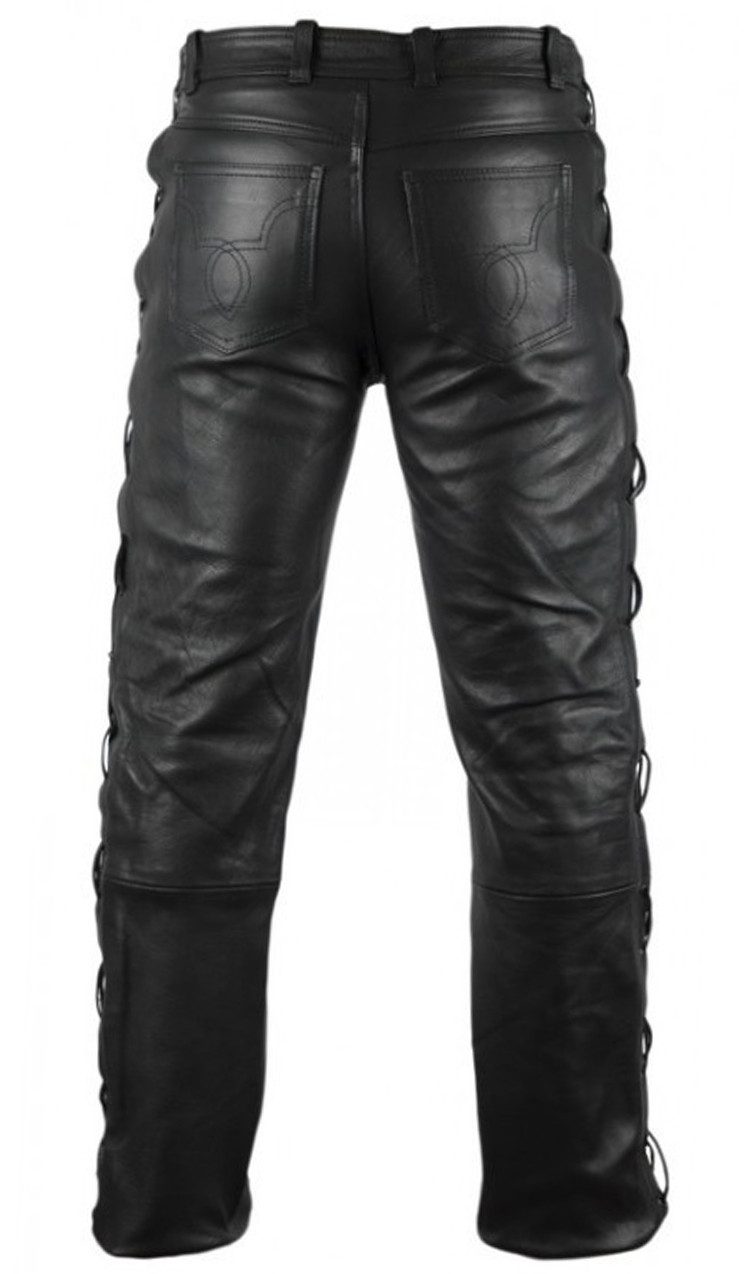 MDM Lederhose Herren Schnur Lederhose in schwarz günstig online kaufen