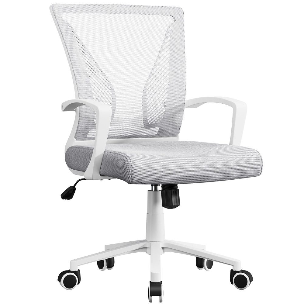 Yaheetech Bürostuhl aus Mesh-Gewebe Höhenverstellbarer Schreibtischstuhl, Ergonomischer Drehstuhl Arbeitsstuhl Computerstuhl mit Wippfunktion