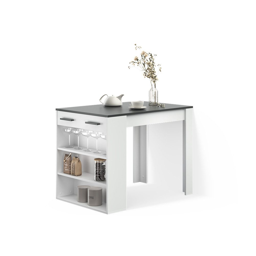 Livinity® Bartisch Regusa, Anthrazit/Weiß/Weiß, 67 x 100 cm (1-St)