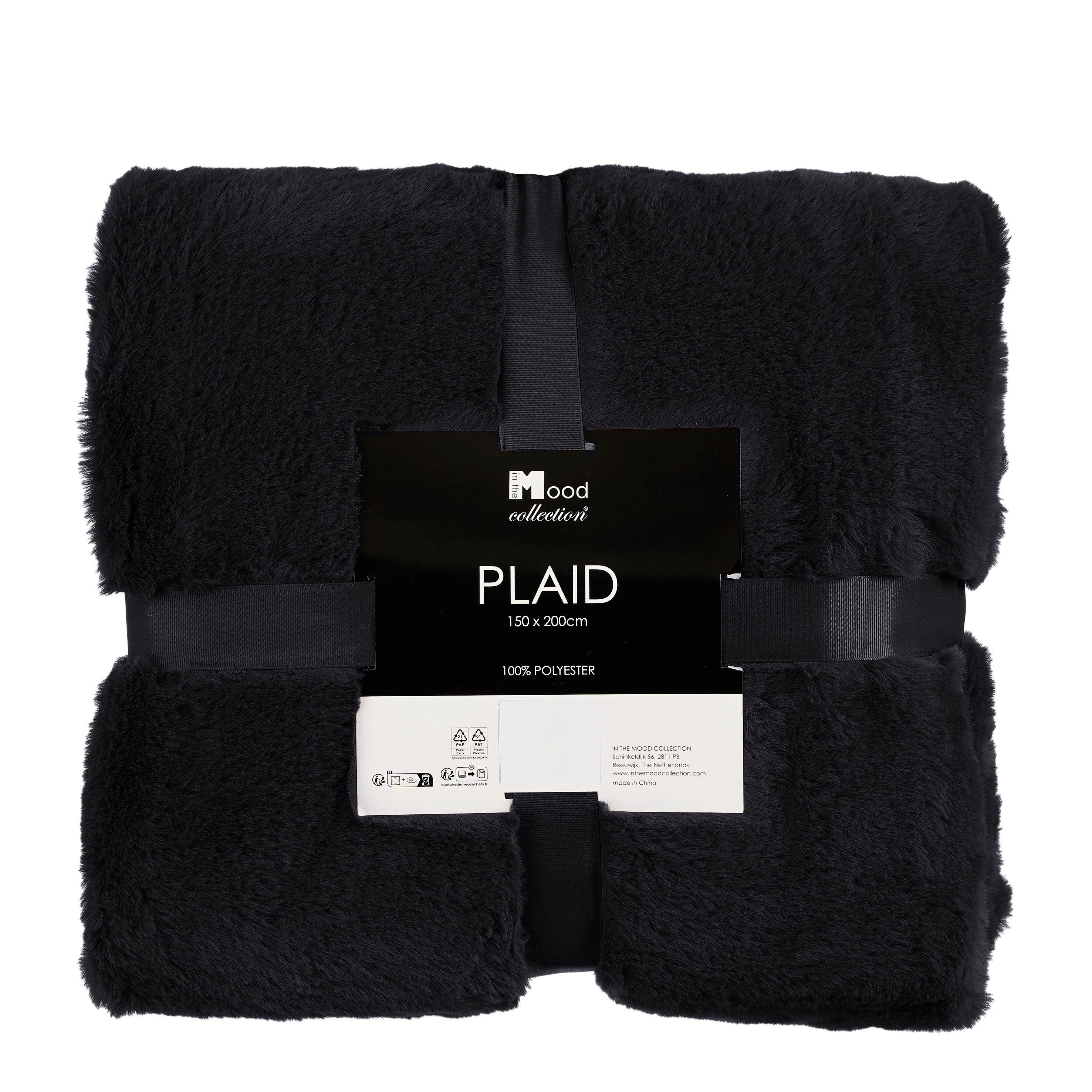 Plaid In the Mood Bronte Fleecedecke schwarz - l200xb150cm, In the Mood