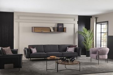 JVmoebel Wohnzimmer-Set Sofa 3+1 Sitz in Grau Moderne Sofagarnitur Italienische Einrichtung, (2-St., 1x 3-Sitzer + 1x 1-Sitzer), Made in Europa