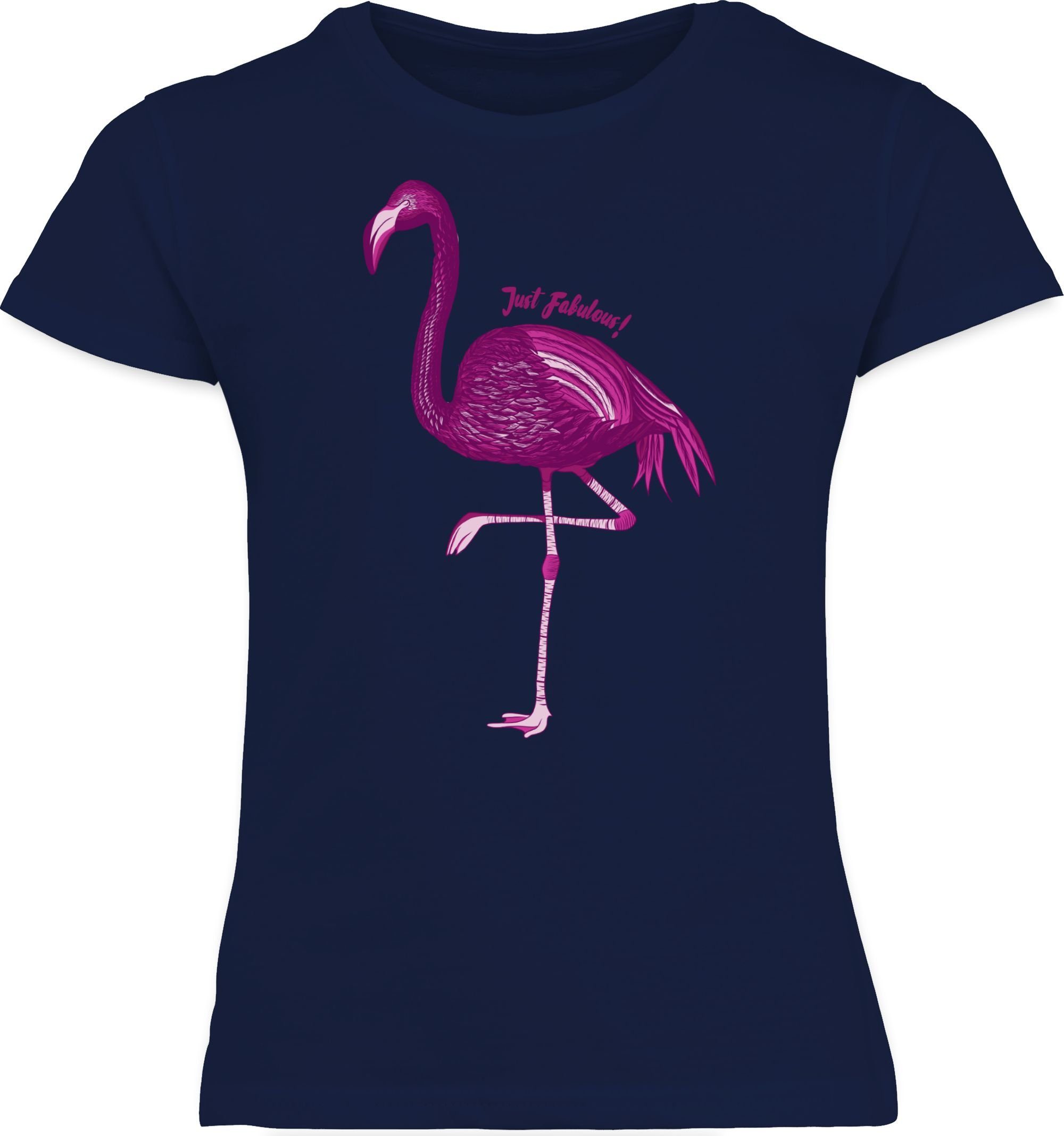 Shirtracer T-Shirt Flamingo 2 Fabulous Tiermotiv - Just Animal Print Dunkelblau