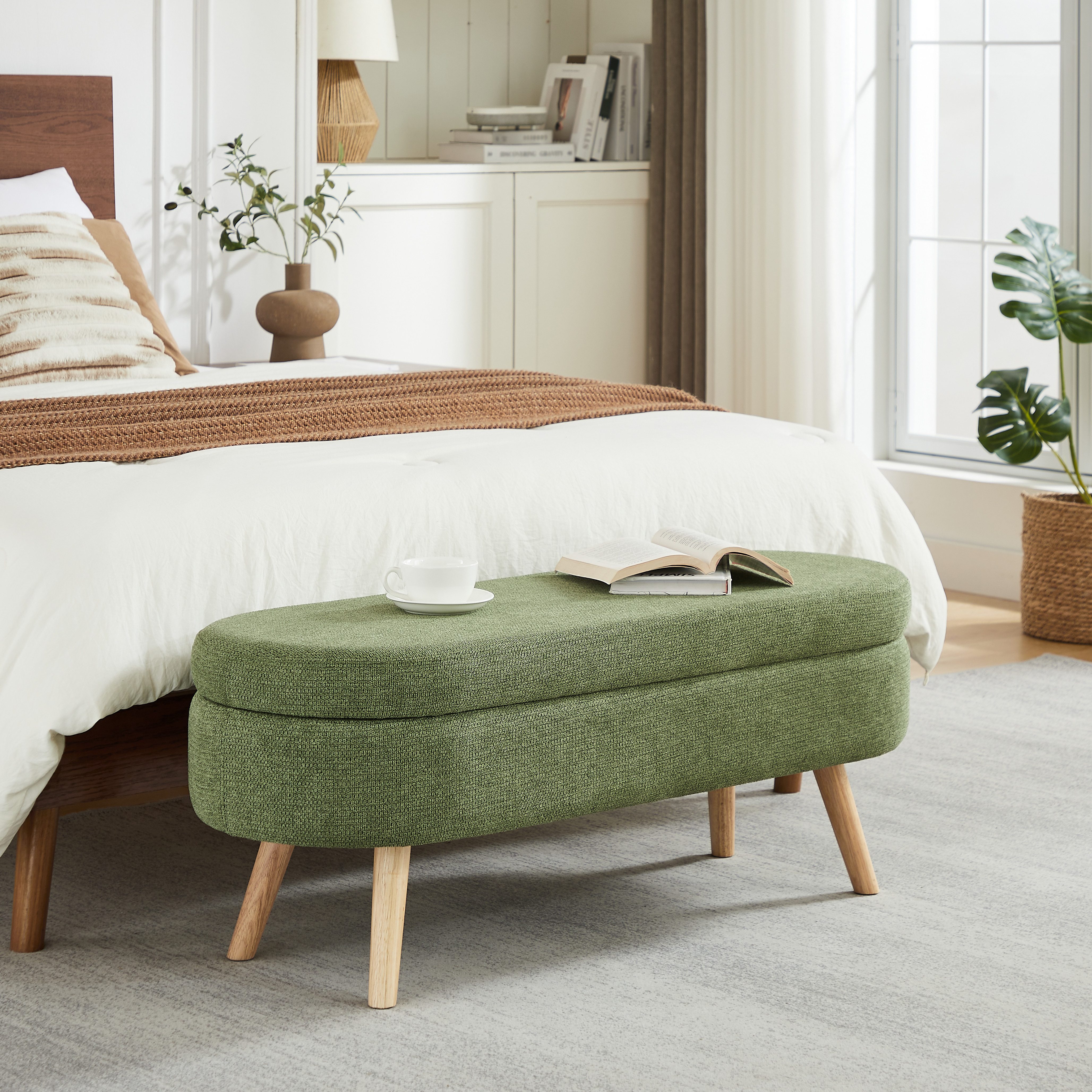 OKWISH Sitzbank für Schlafzimmer, Flur oder Wohnzimmer (110 cm lange moderne Bank mit Chenille-Bezug, 1-St., 110*40*42cm)