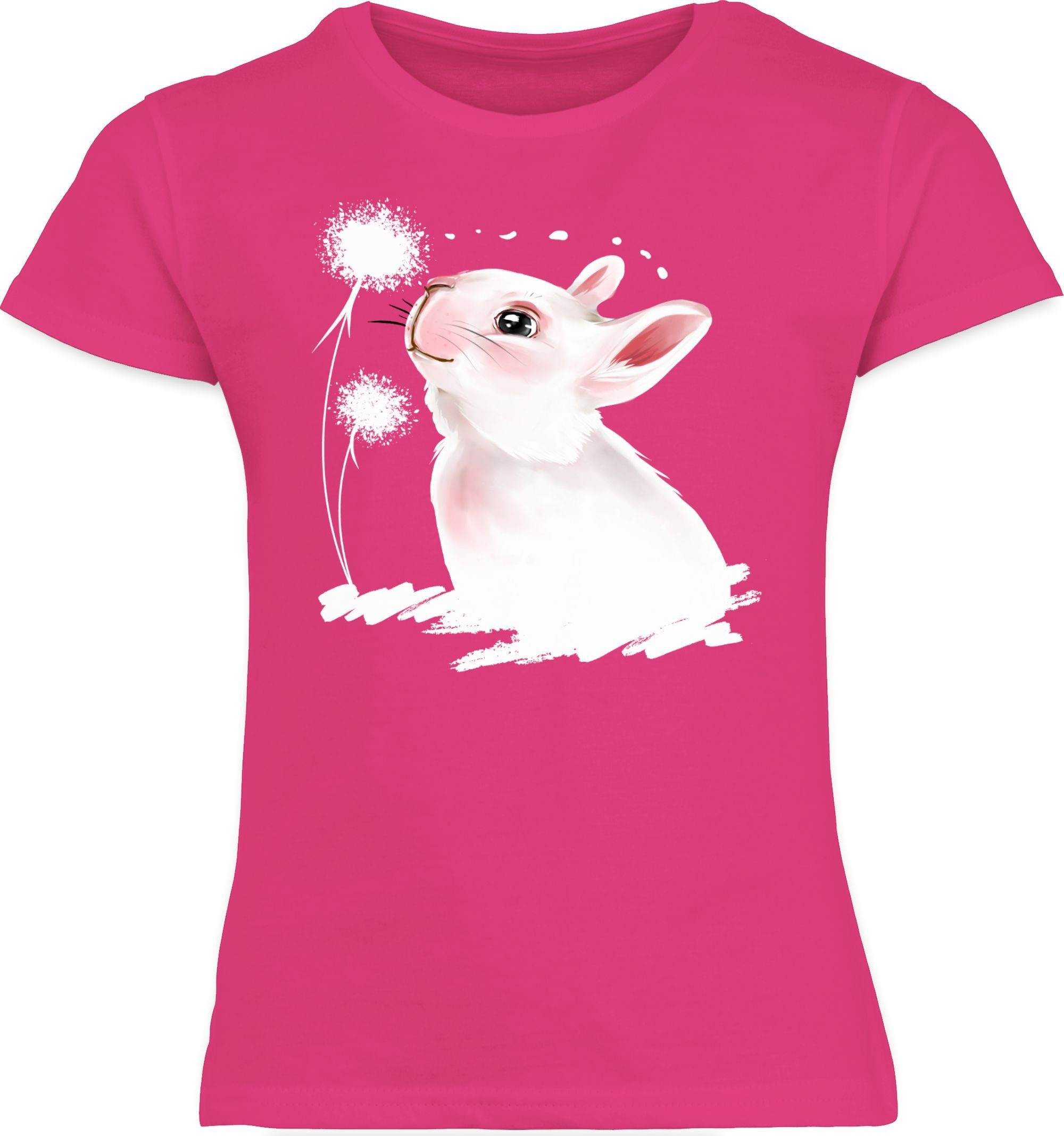 Shirtracer T-Shirt Hase 1 Geschenk Pusteblume mit Fuchsia Ostern