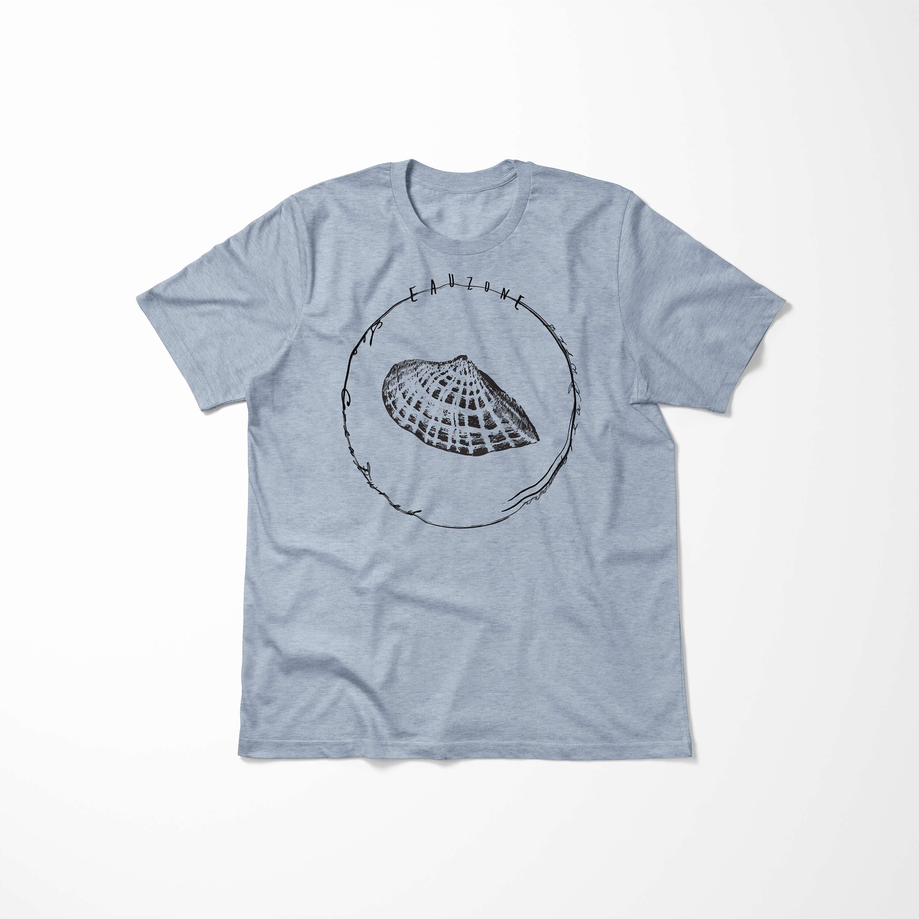 Sinus Art Sea Sea Creatures, Serie: Tiefsee Stonewash T-Shirt und Denim 033 Fische Schnitt - / T-Shirt feine sportlicher Struktur