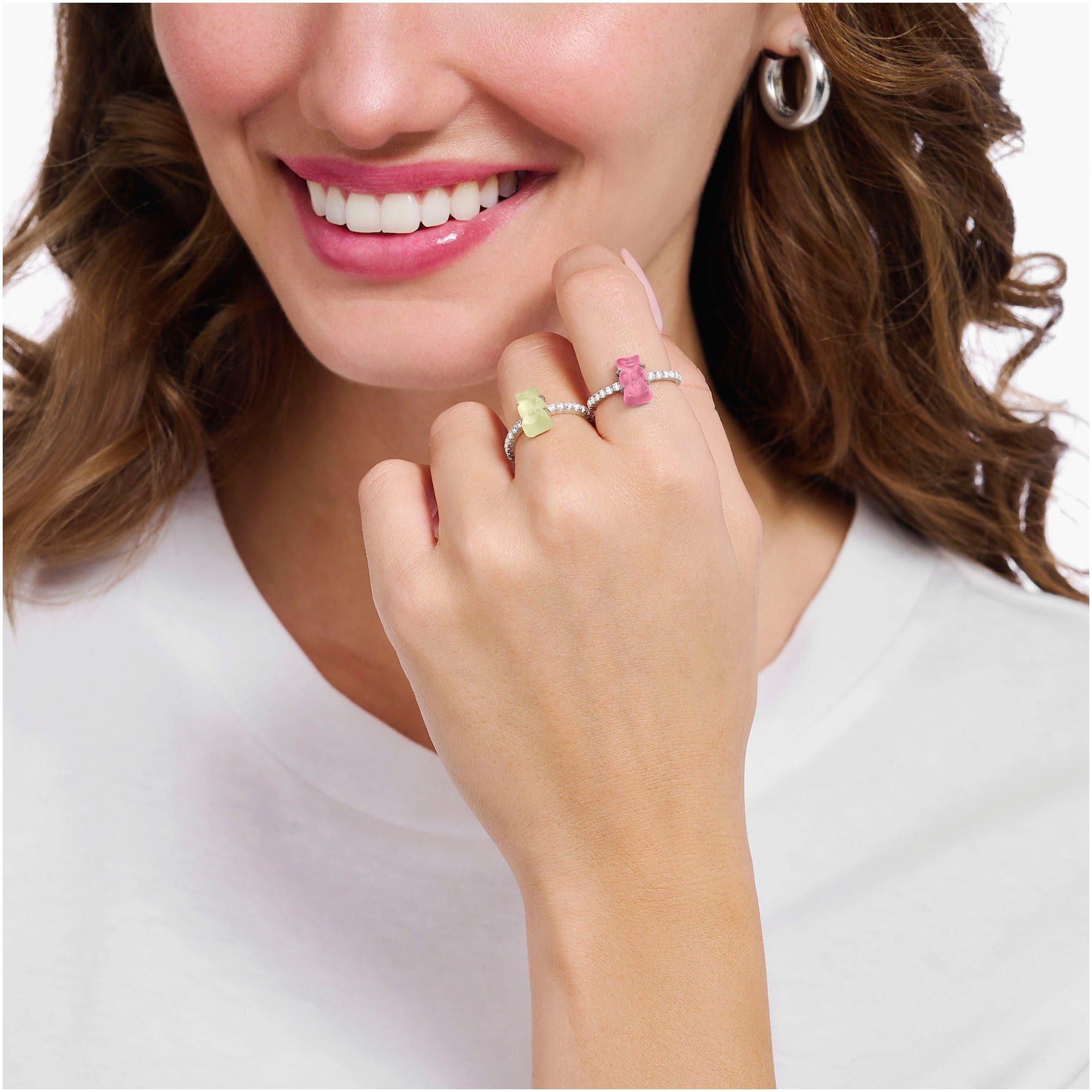 THOMAS SABO Fingerring THOMAS SABO x HARIBO Schmuck: Ring mit Goldbär, mit Kristallglas, Zirkonia (synth)