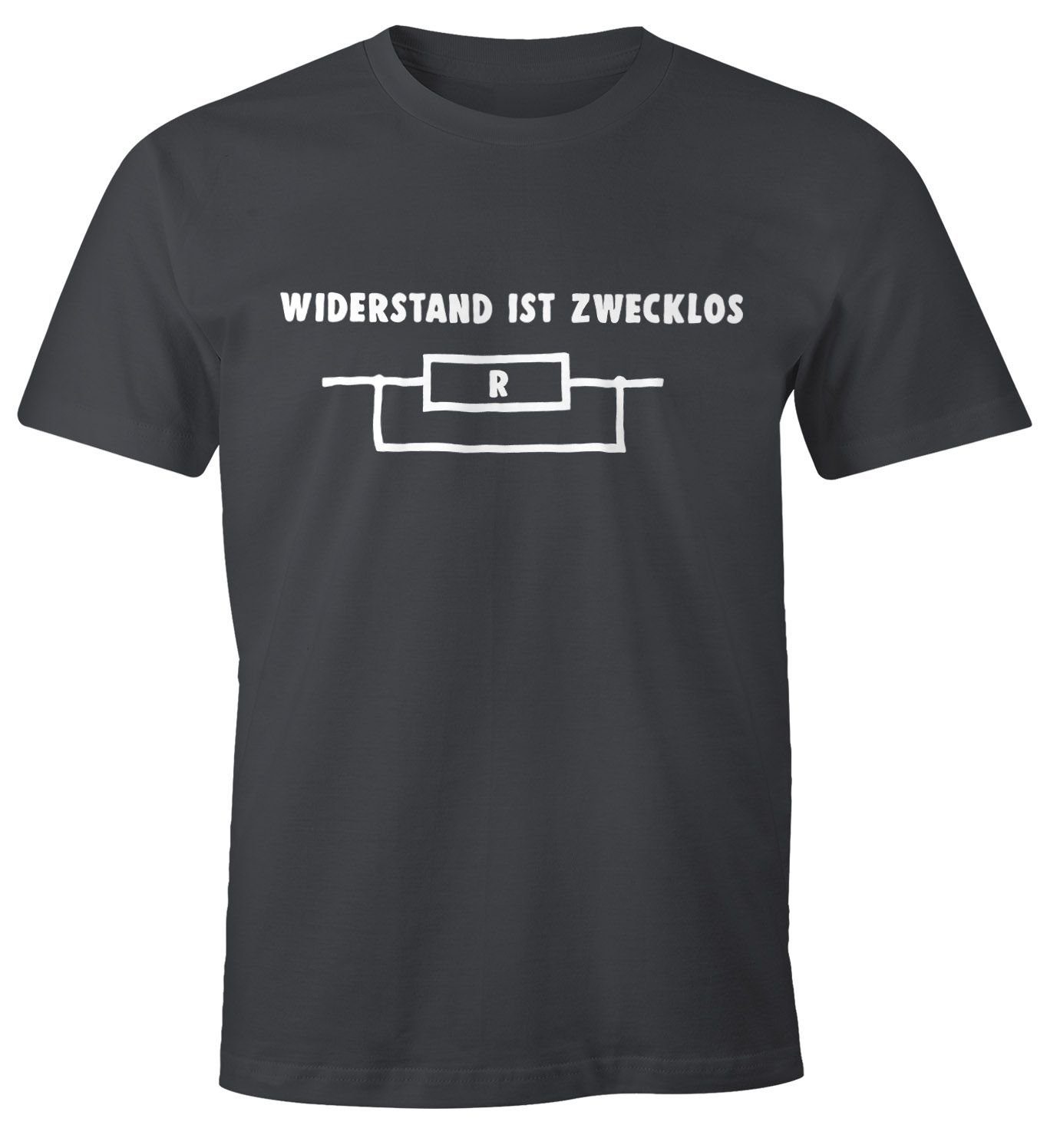 MoonWorks Print-Shirt Widerstand ist zwecklos Shirt Herren T-Shirt Moonworks® mit Print grau