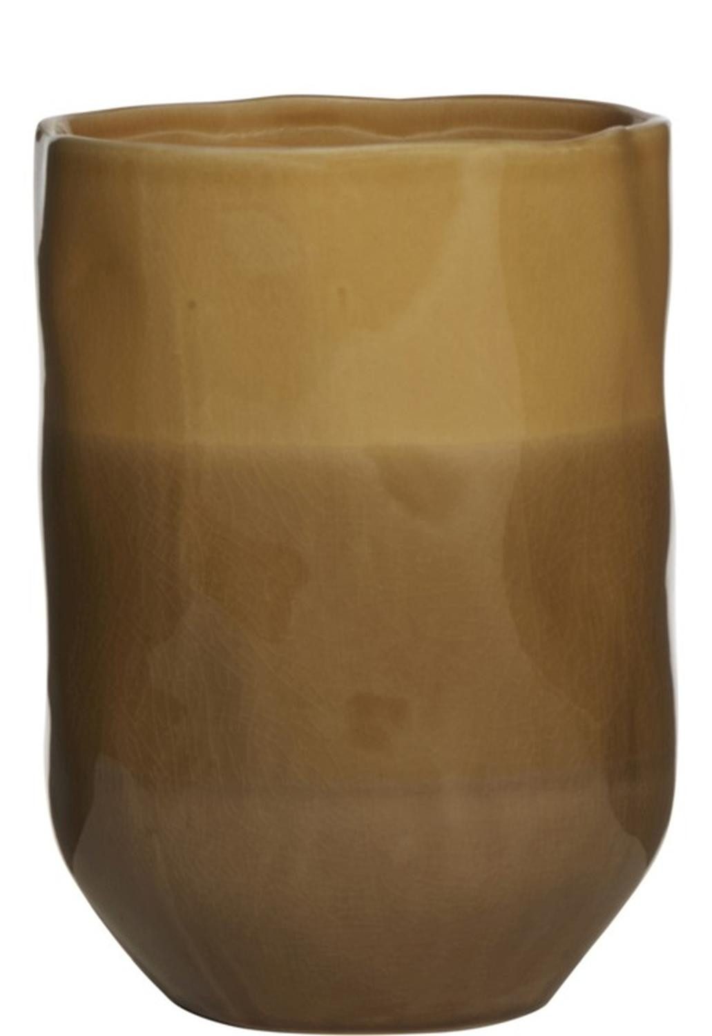 INNA-Glas Tischvase Blumenvase Keramik Donella, braun-beige, 20cm, Ø15cm