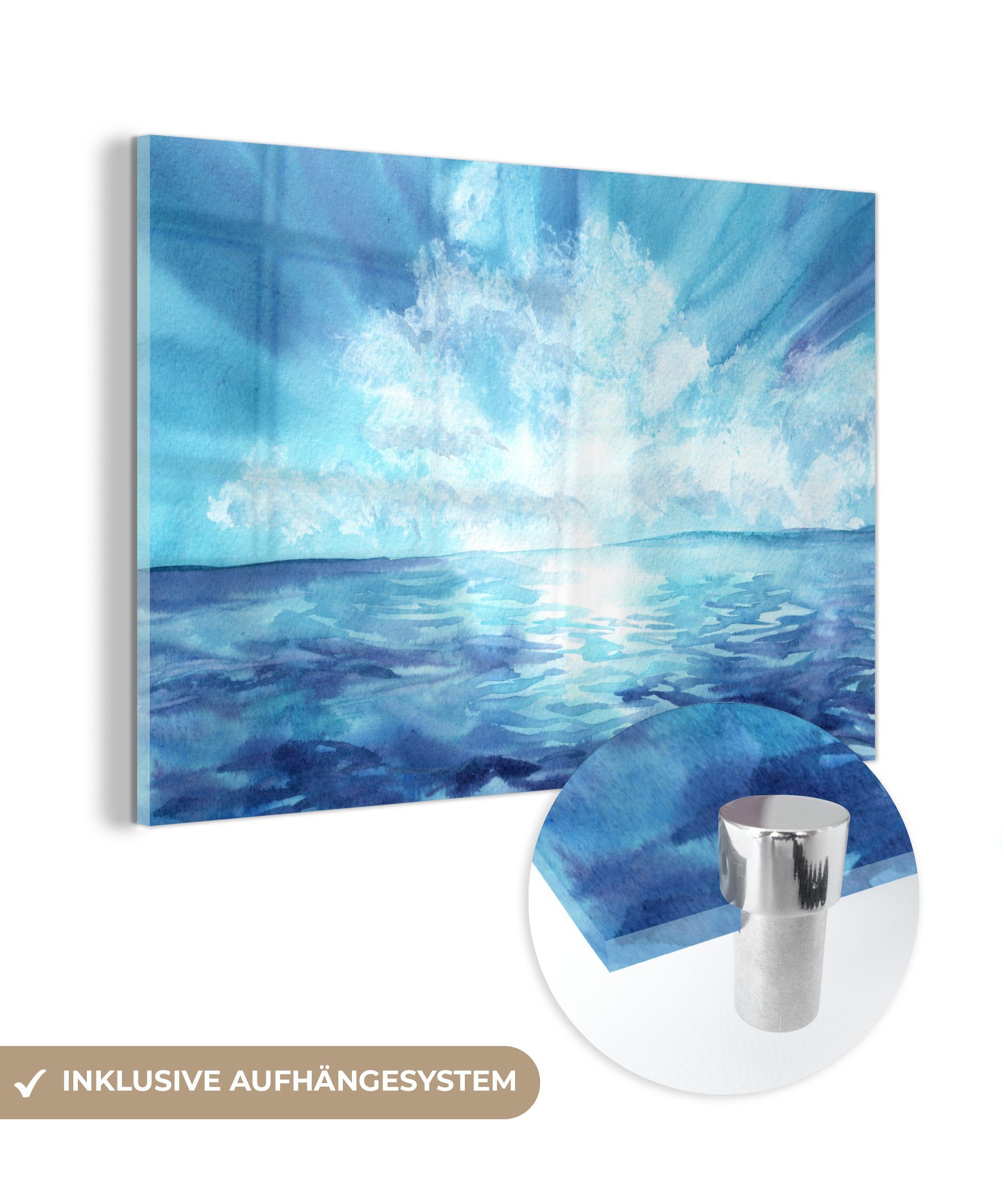MuchoWow Acrylglasbild Meer - Himmel - Sonne, (1 St), Acrylglasbilder Wohnzimmer & Schlafzimmer