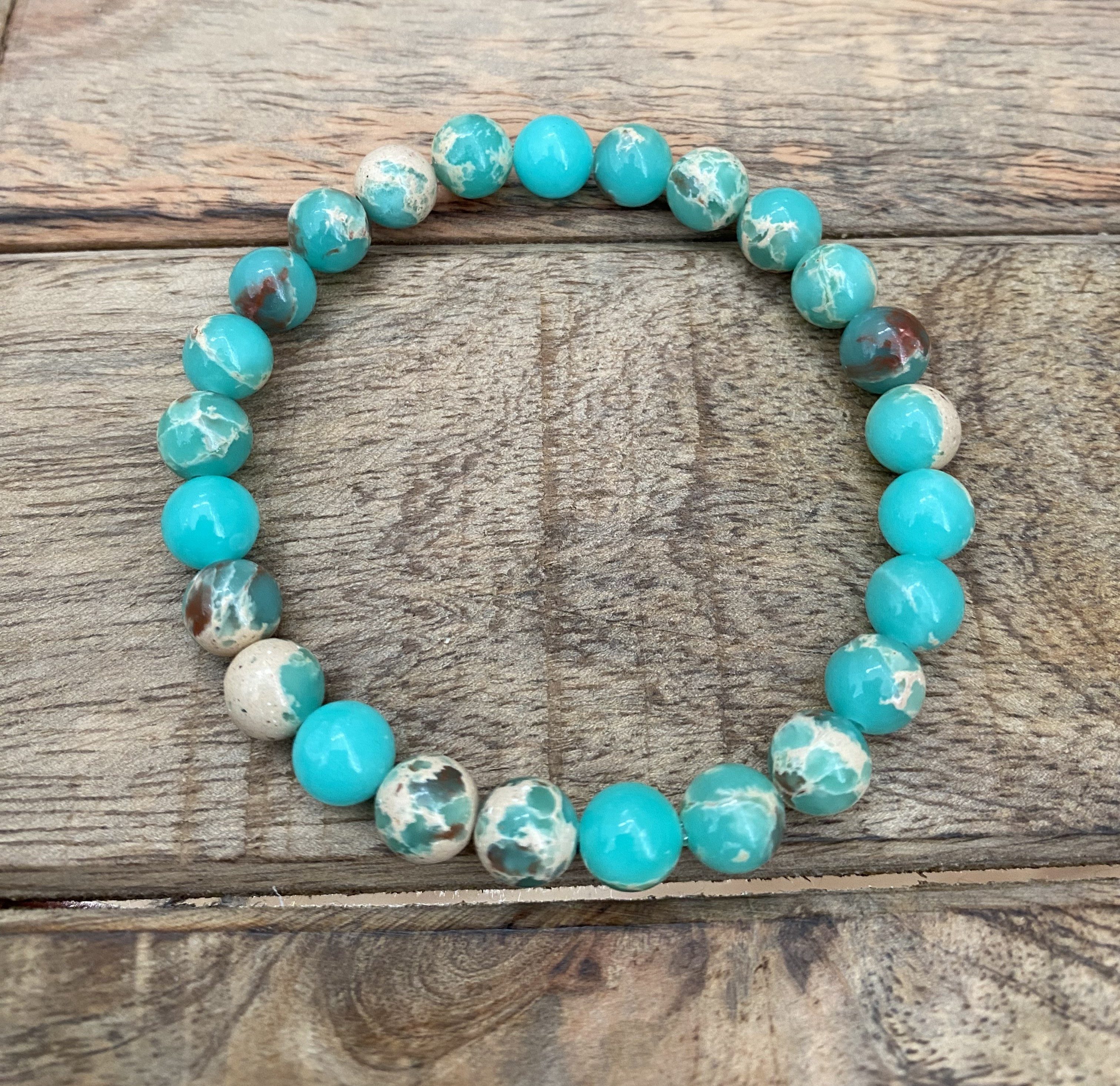 NAHLE Perlenarmband Naturstein Perlenarmband Achat, elastisches Band