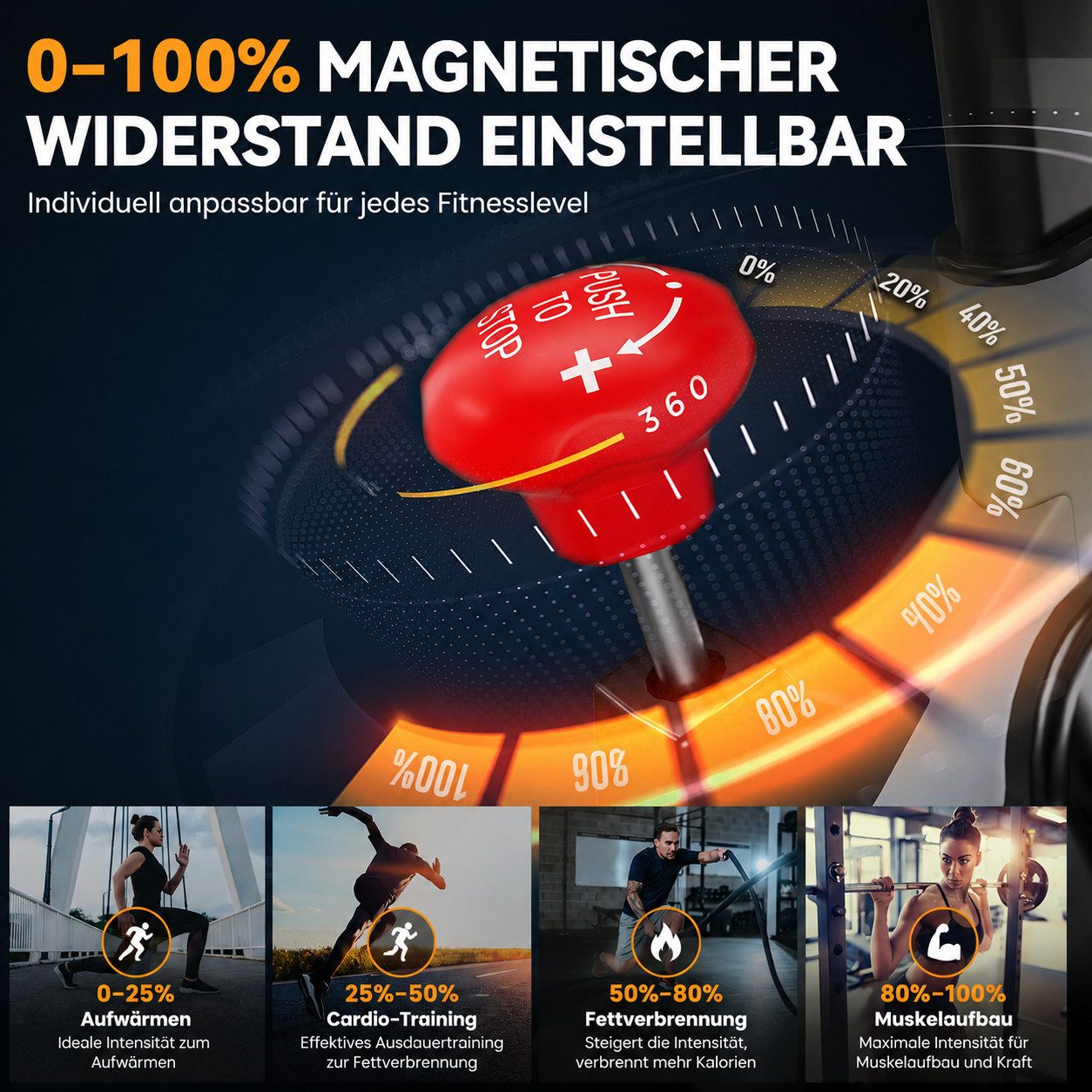 Riksion Heimtrainer mit LCD-Monitor, Magnetwiderstand Stationäres Fahrrad für Zuhause (1-tlg), Indoor Bike mit Flüsterleise, Schweres Schwungrad – Bild 5 von 5