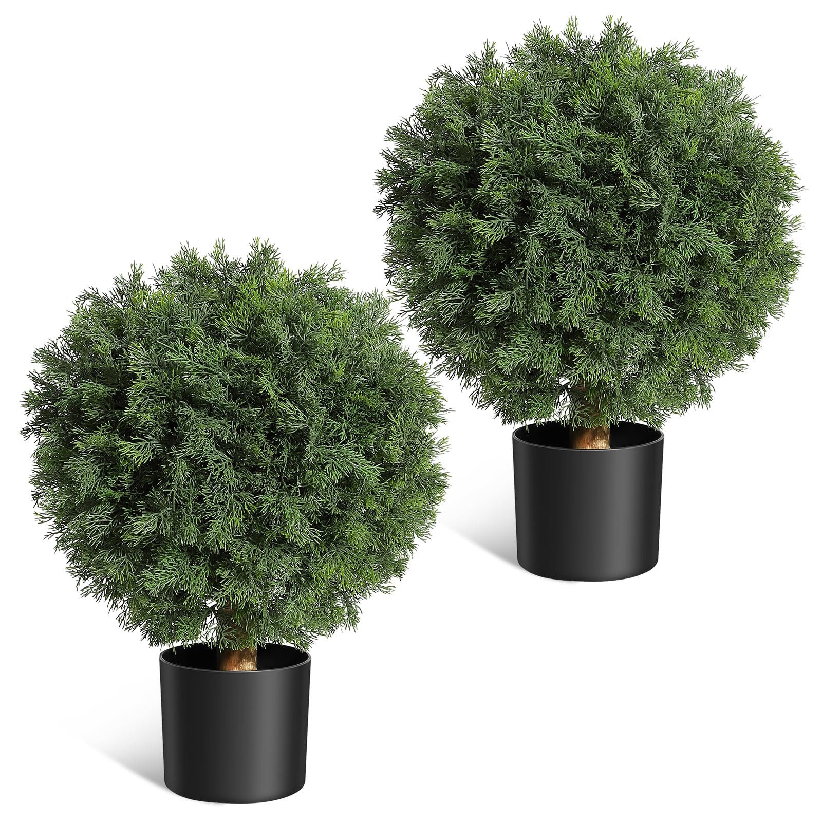 Kunstbaum 2er Set Künstliche Kiefer Kunstpflanzen UV-beständig, GarveeMore, Höhe 60 cm