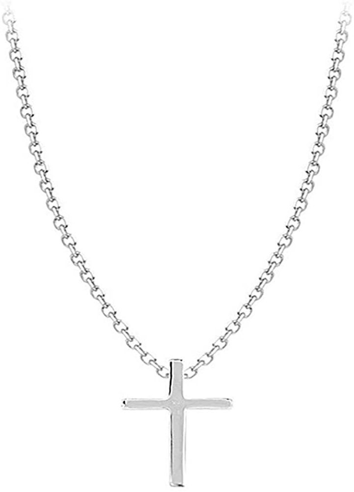 Fancifize Kette mit Anhänger Kreuz Anhänger Kreuz-05 (inkl.  Geschenkbeutel), 925 Sterling Silber Halskette Anhänger, Halskette 40+3cm