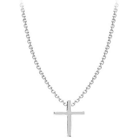 Fancifize Kette mit Anhänger Kreuz Anhänger Kreuz-05 (inkl. Geschenkbeutel), 925 Sterling Silber Halskette Anhänger, Halskette 40+3cm