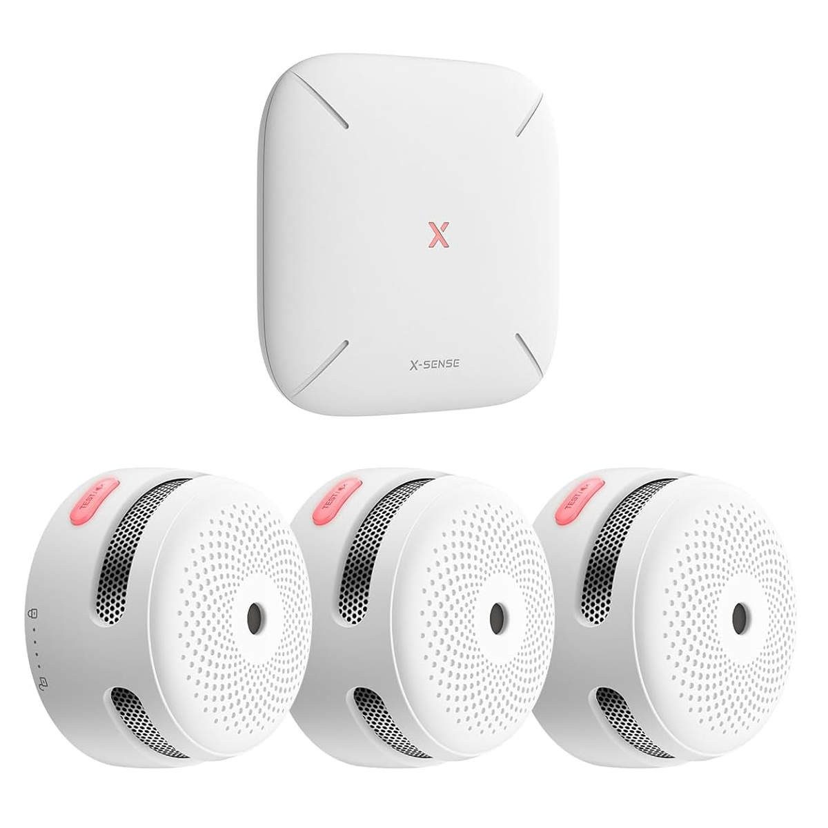 X-SENSE FS31 RF-Rauchmelder-Set mit Basisstation SBS50 und 3x XS01-M Rauchmelder (App-Benachrichtigungen, Vernetztes Rauchwarnsystem)