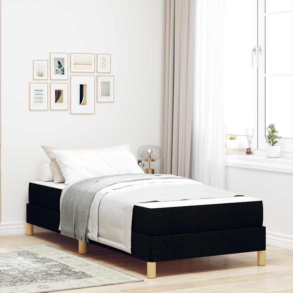 vidaXL Bett Boxspringbett mit Matratze Schwarz 80 x 200 cm Stoff (1-tlg) – Bild 2 von 5