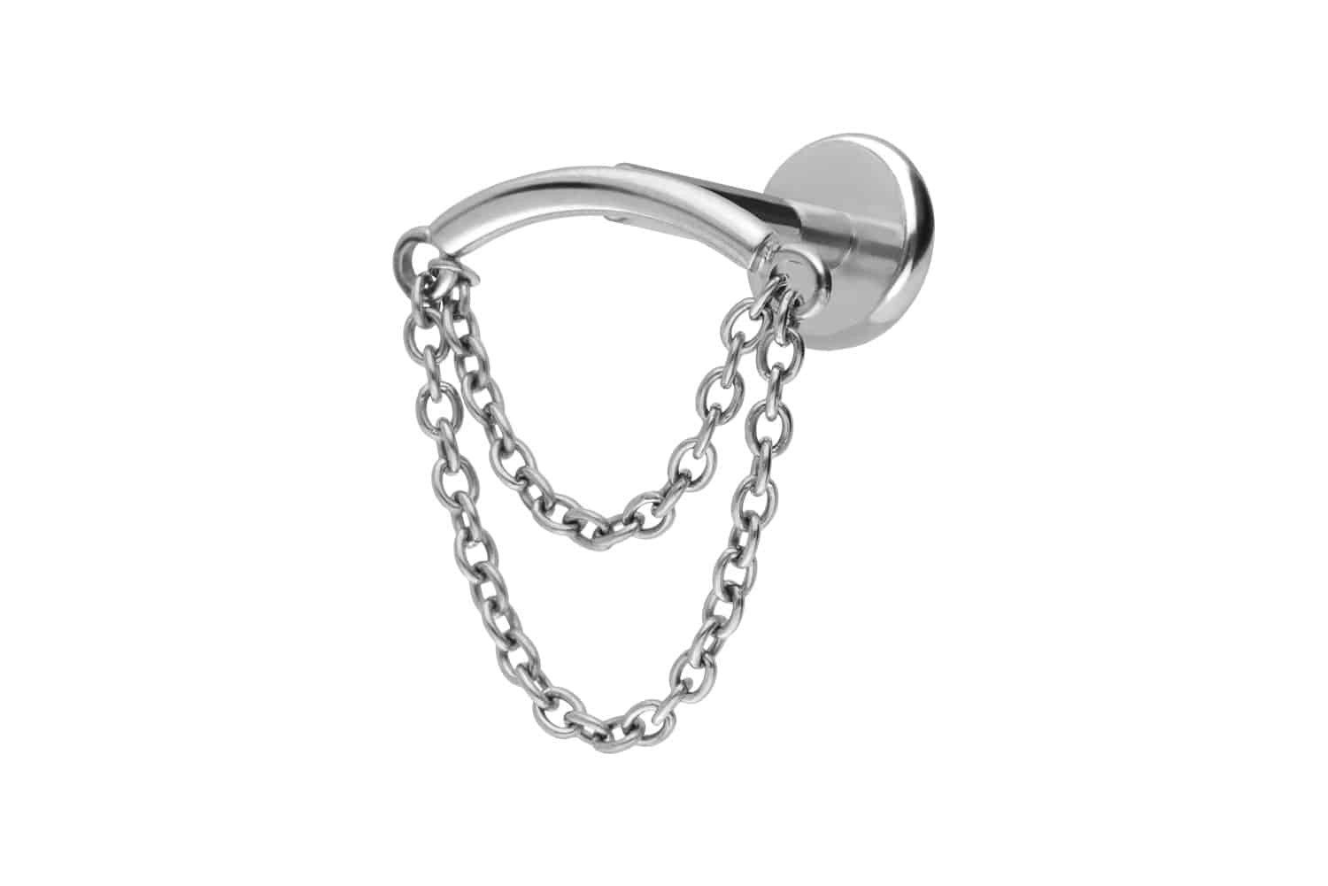 PIERCINGLINE Piercing-Set Titan Labret mit Push Fit BOGEN + 2 KETTEN (Labrets, 1-tlg)