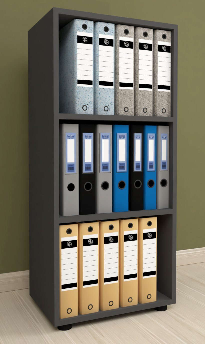 VCM Standregal Holz Büro Regal Bücher Ordner Aktenregal Ulas 3f