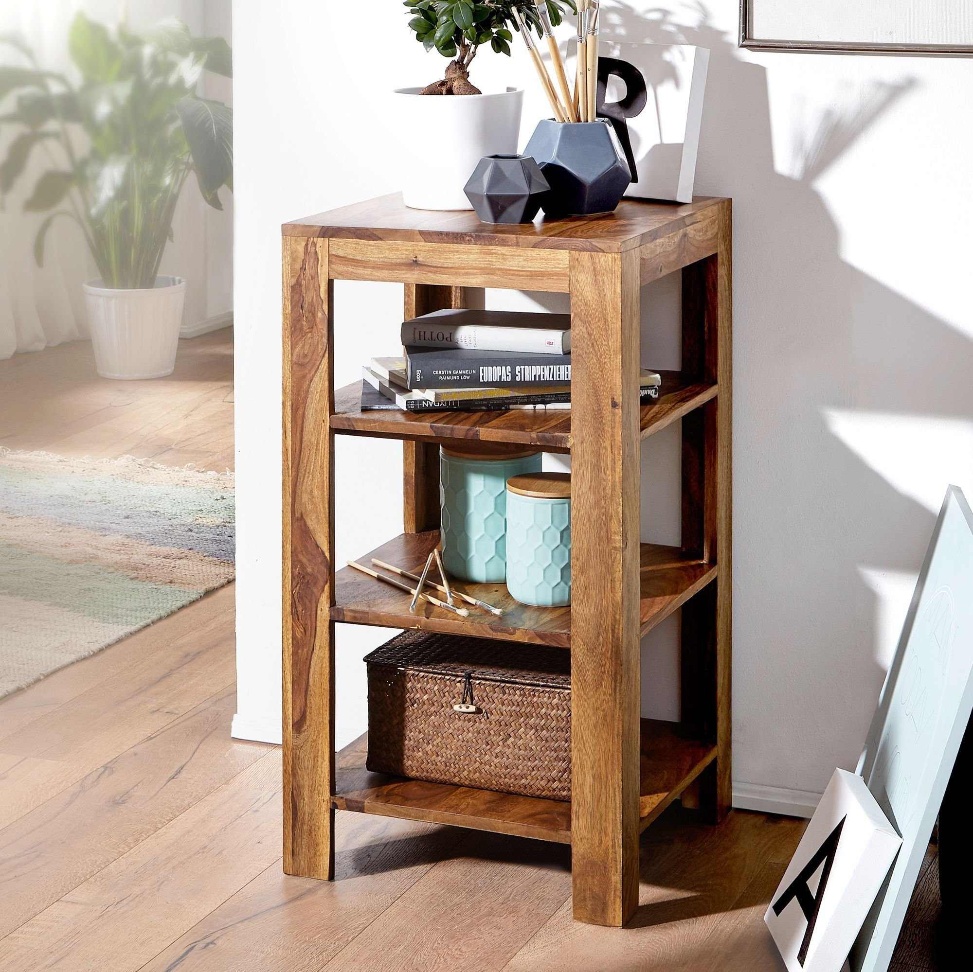 FINEBUY Wandregal »FB37307«, Standregal MassivHolz Sheesham 80 cm