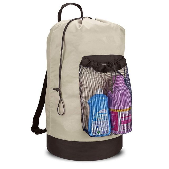 ZmdecQna Wäschesack Rucksack Wäschesack mit Schultergurten und Netztasche, aus Nylon