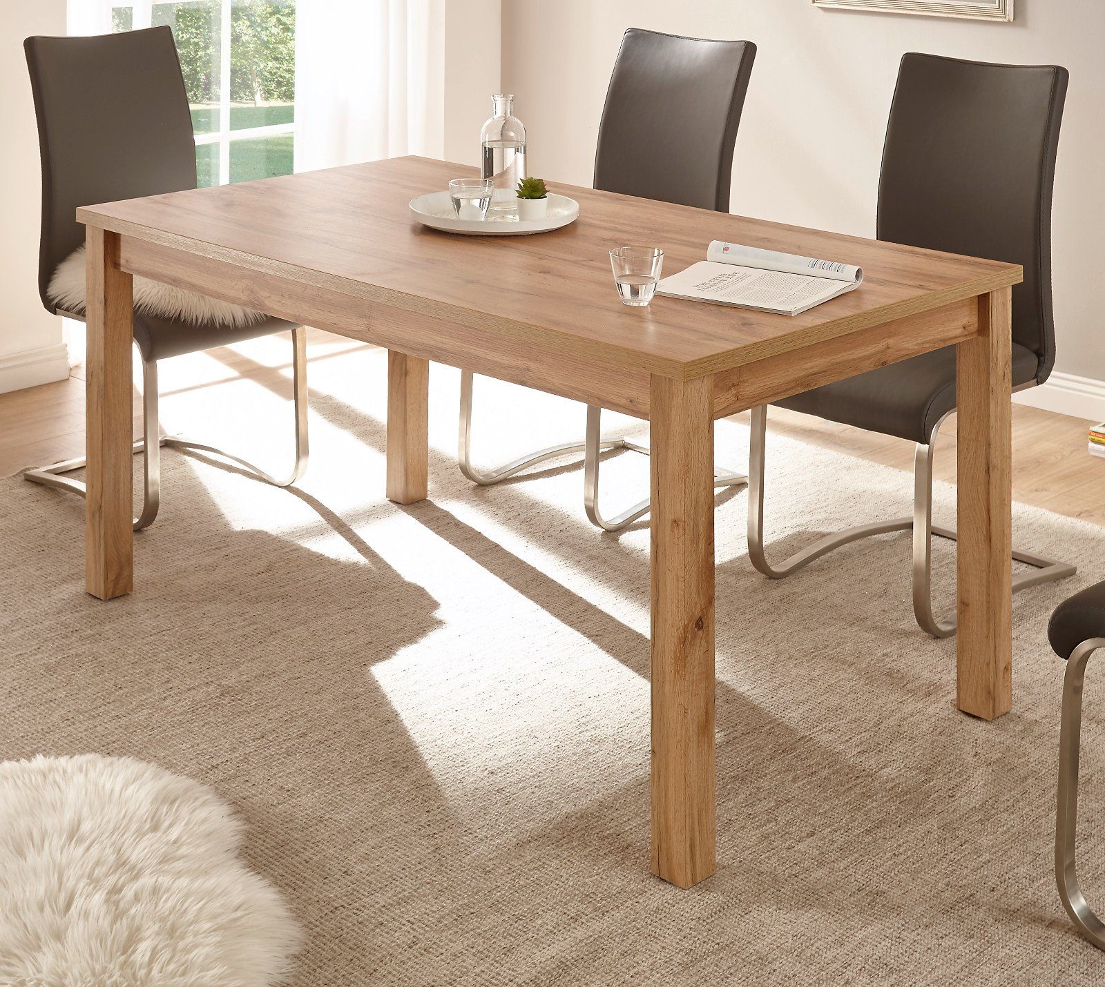 Furn.Design Esstisch Norwich (Küchentisch in Wotan Eiche Dekor, 160x90 cm), bis 6 Personen
